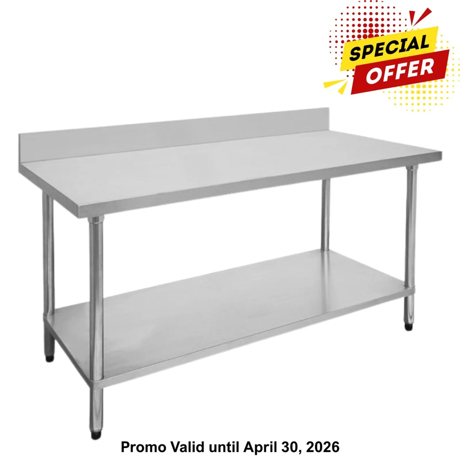 Modular Systems 1800-6-WBB - Economic 304 Grade Stainless Steel Table with splashback 1800x600x900