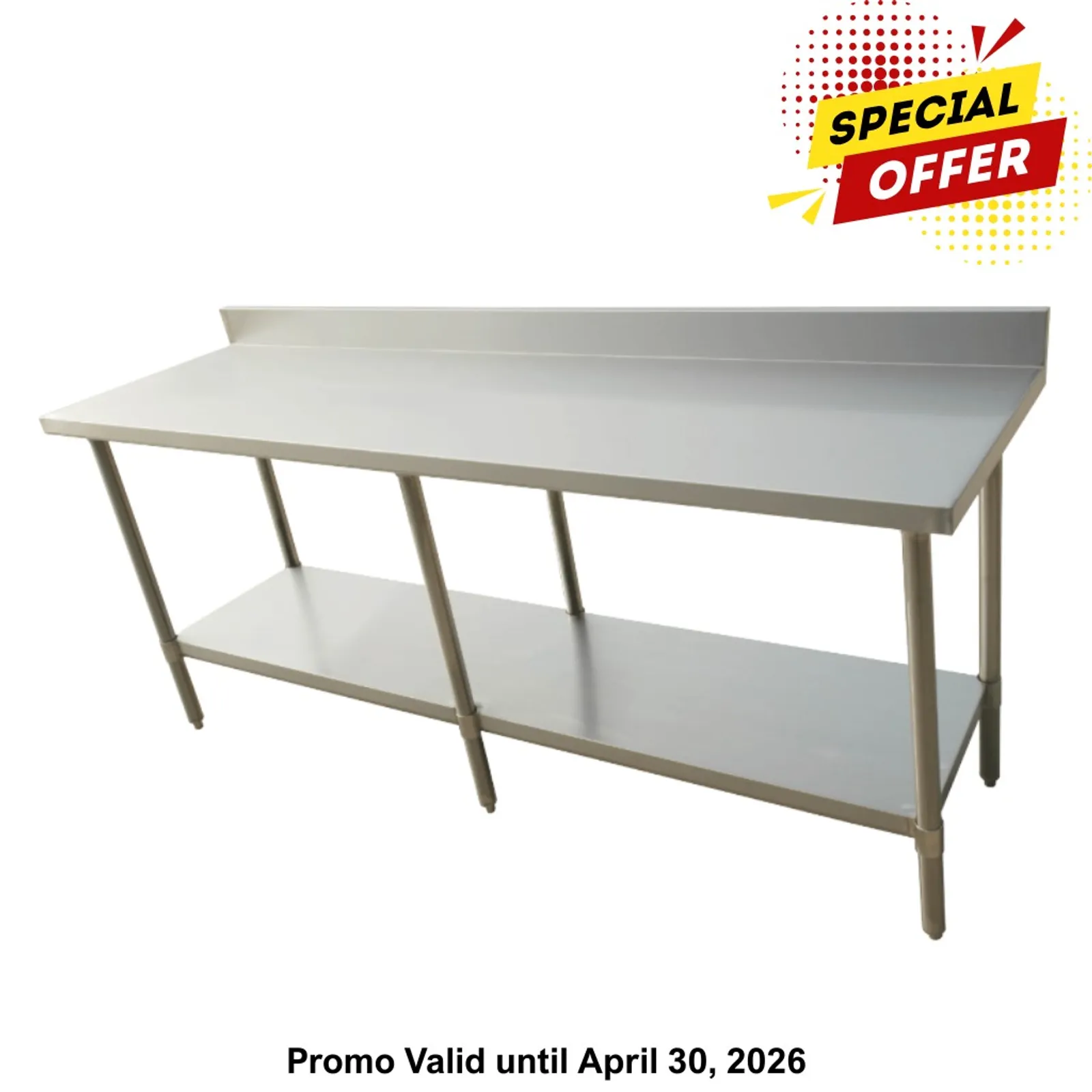 Modular Systems 2100-6-WBB - Economic 304 Grade Stainless Steel Table with splashback 2100x600x900