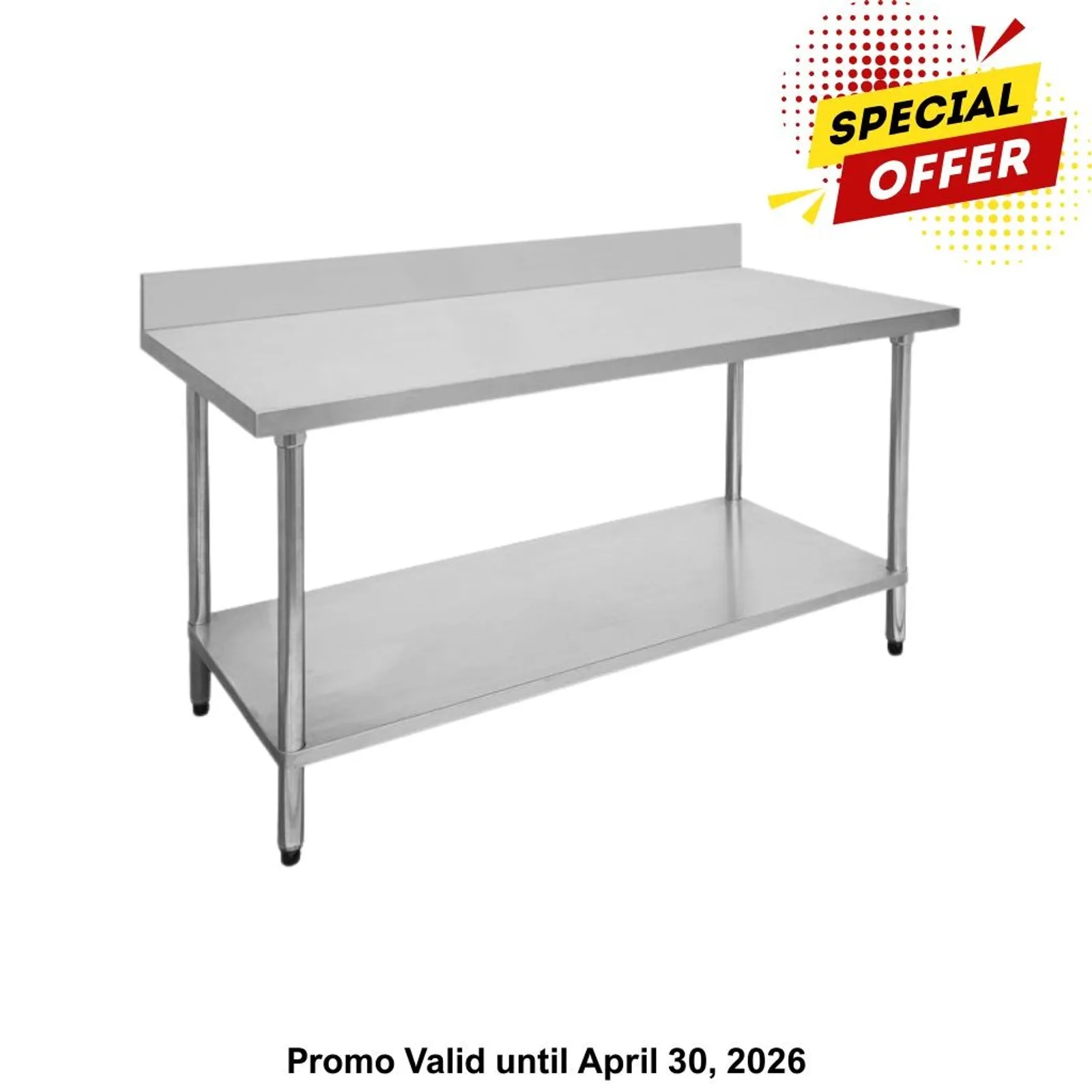Modular Systems 0300-7-WBB - Economic 304 Grade Stainless Steel Table with splashback 300x700x900
