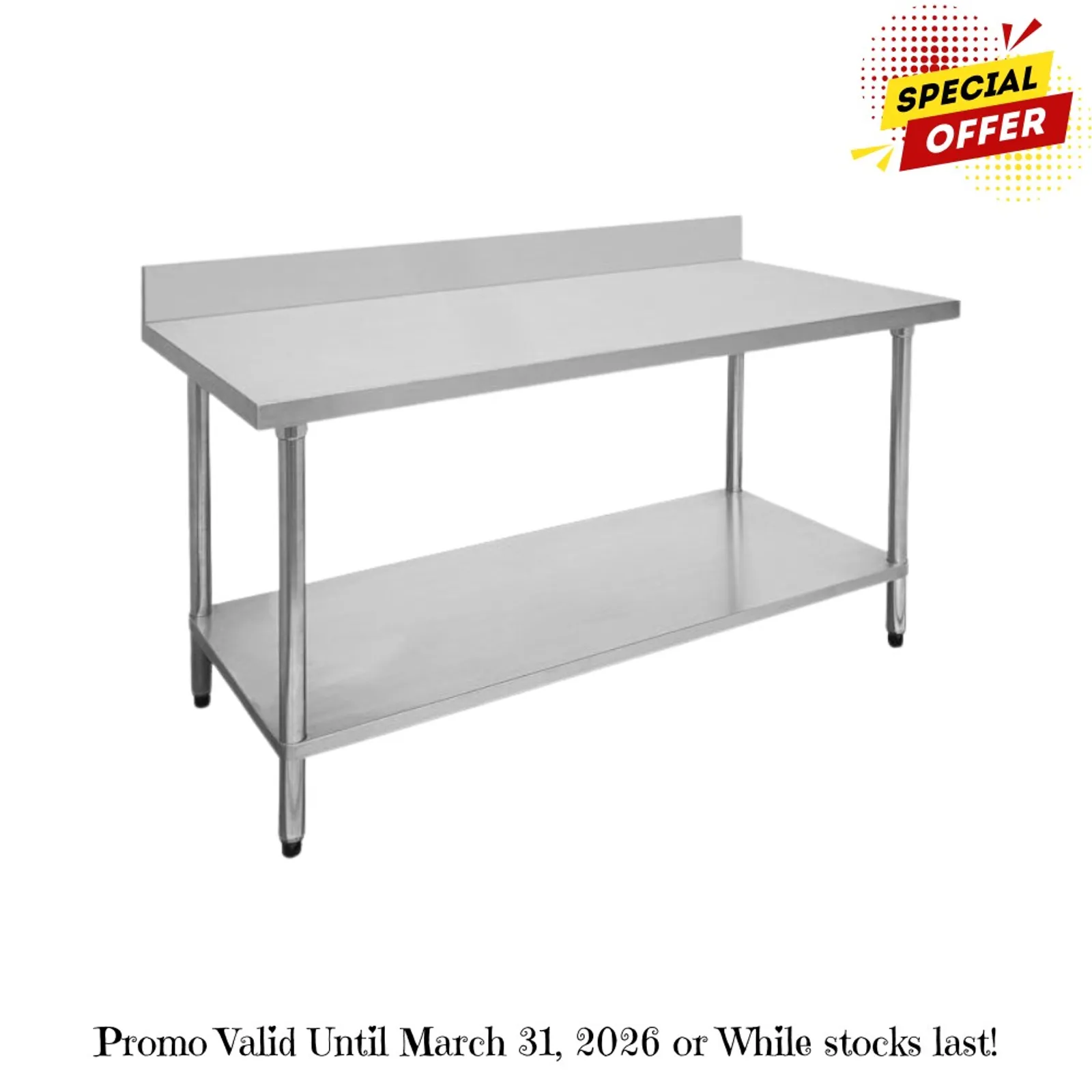 Modular Systems 1200-7-WBB - Economic 304 Grade Stainless Steel Table with splashback 1200x700x900