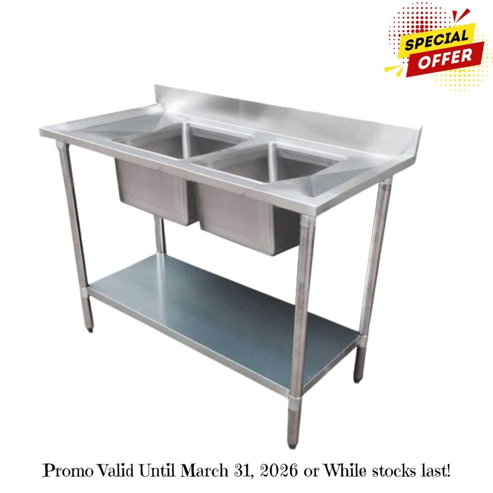 Modular System 1800-7-DSBL - Double Sink Bench Left Handed 1800x700x900mm