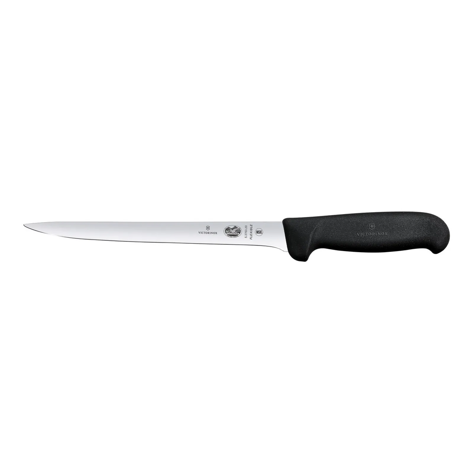 Victorinox 5.3763.20 - Filleting Knife, 20cm Narrow Flexible Blade, Fibrox - Black