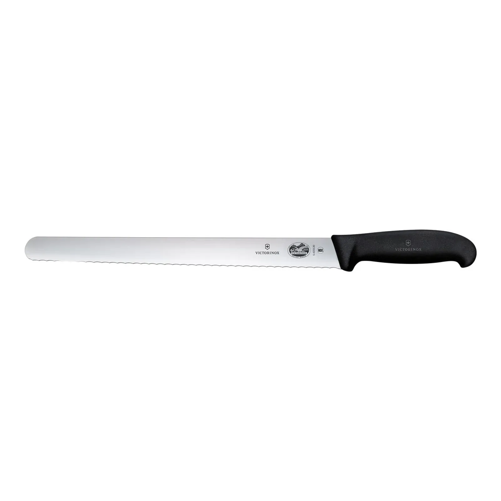 Victorinox 5.4233.30 - Slicing Knife, 30cm Round Wavy Edge, Fibrox - Black