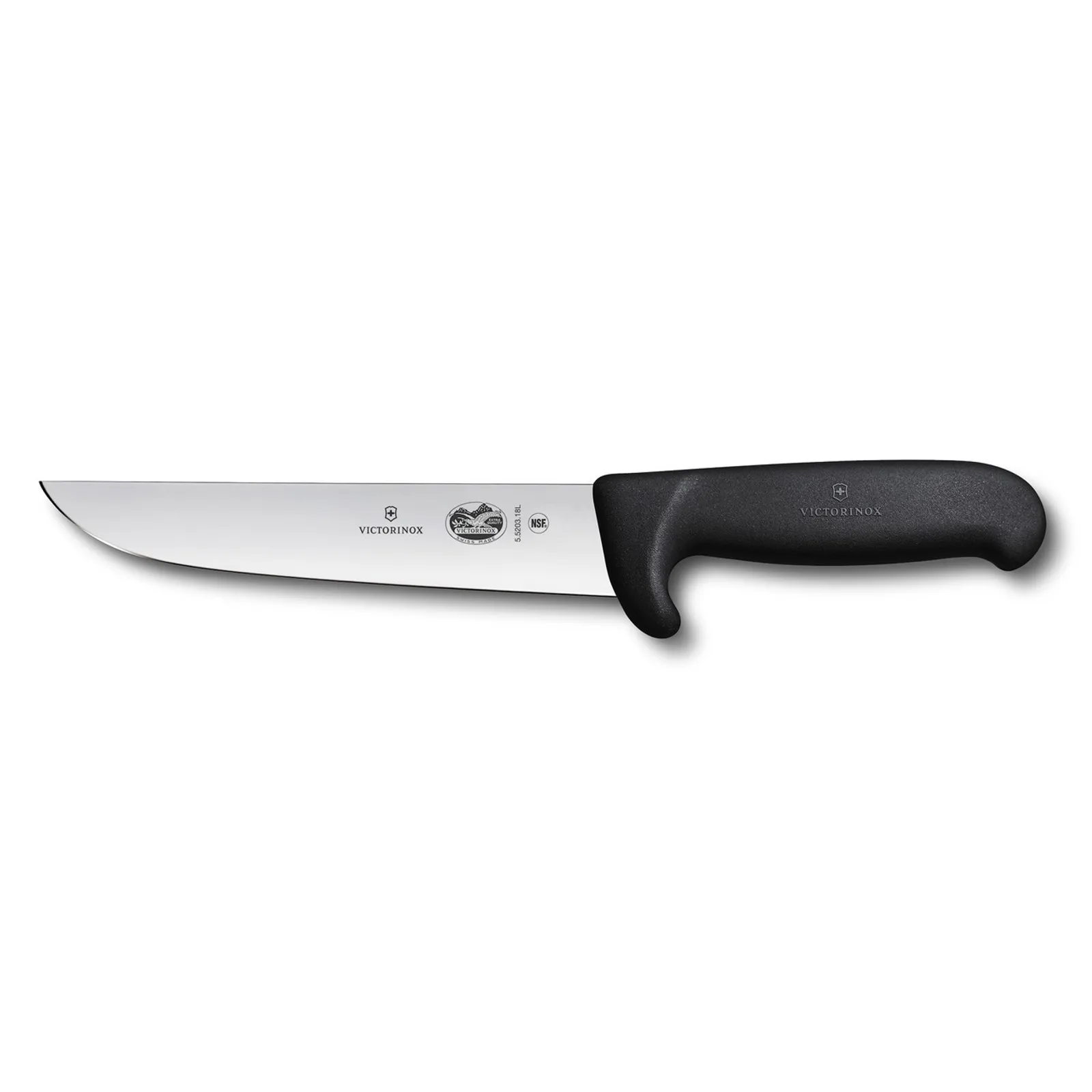 Victorinox 5.5203.18L - Butchers Knife, 18cm, Safety Nose, Black Fibrox - Black