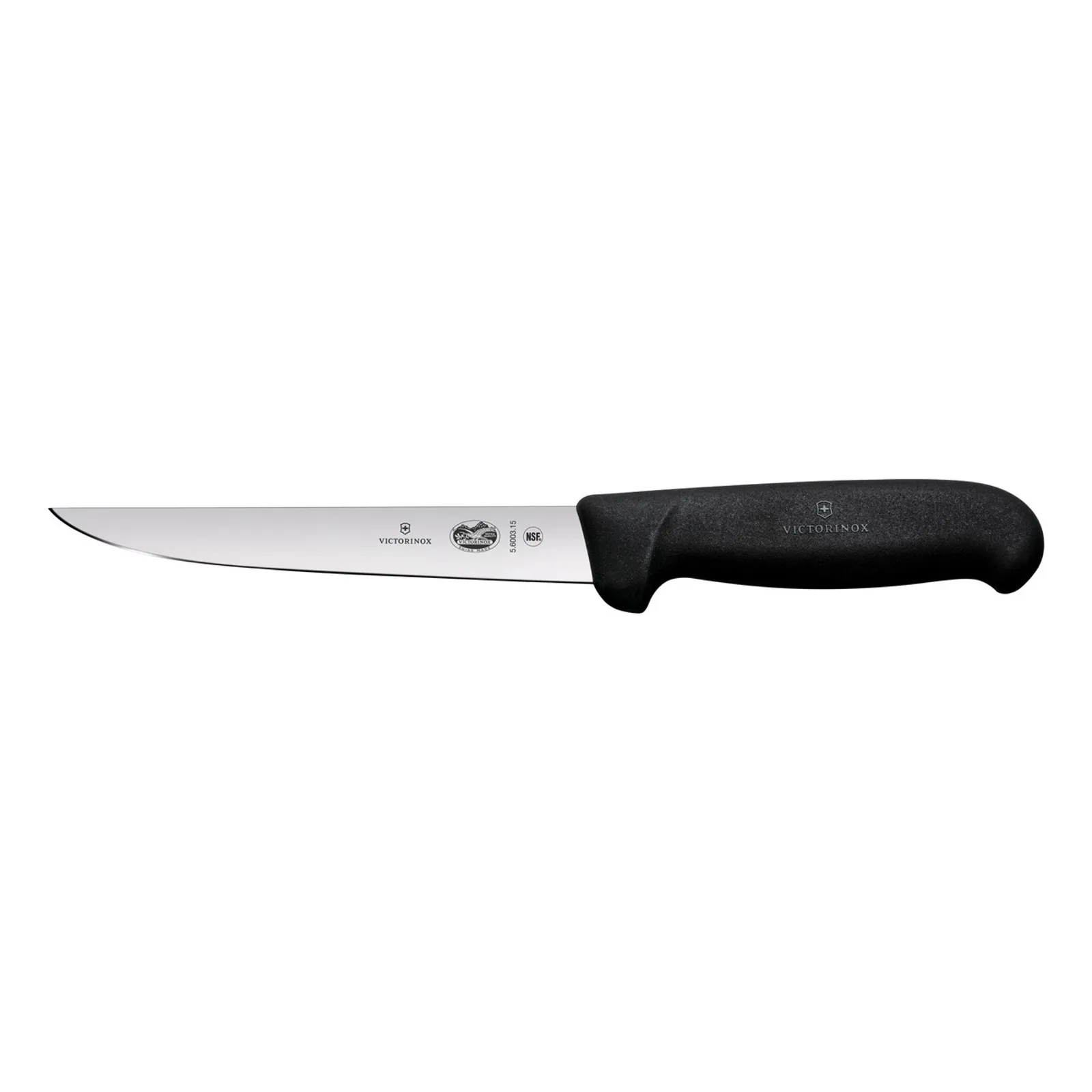 Victorinox 5.6003.15 - Boning Knife, 15cm, Straight, Wide Blade, Fibrox - Black
