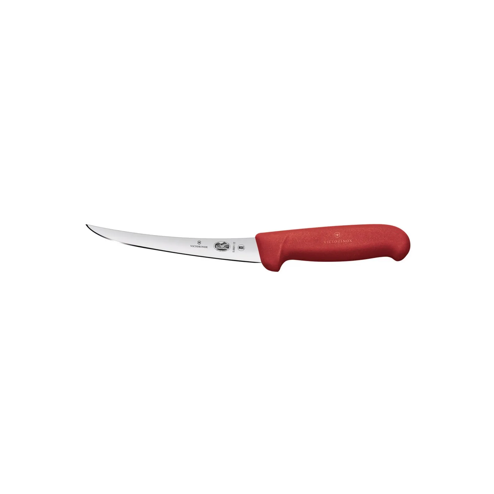 Victorinox 5.6601.12 - Boning Knife, 12cm Curved, Narrow Blade, Fibrox - Red