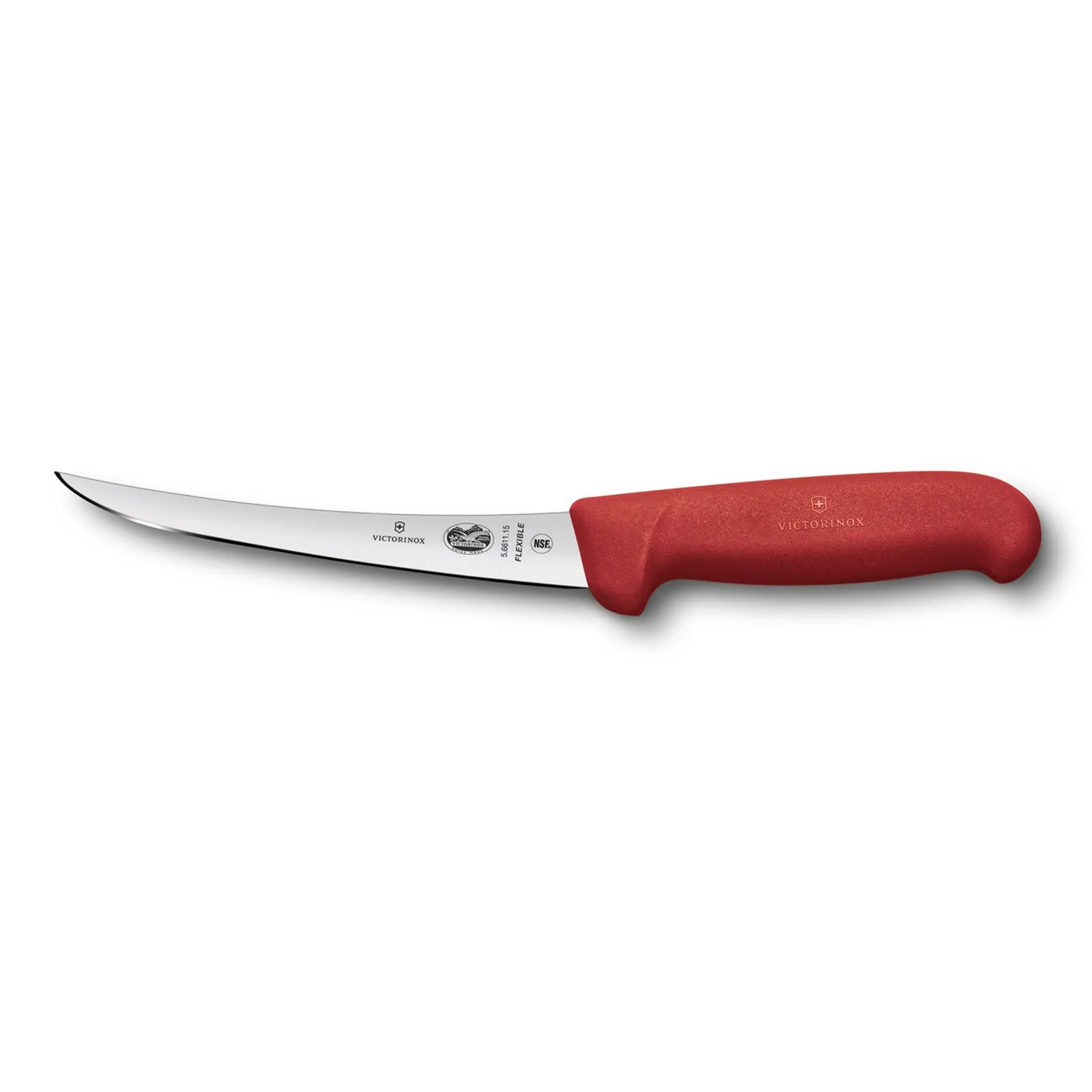Victorinox 5.6611.12 - Boning Knife, 12cm Curved, Flexible Narrow Blade, Fibrox Red