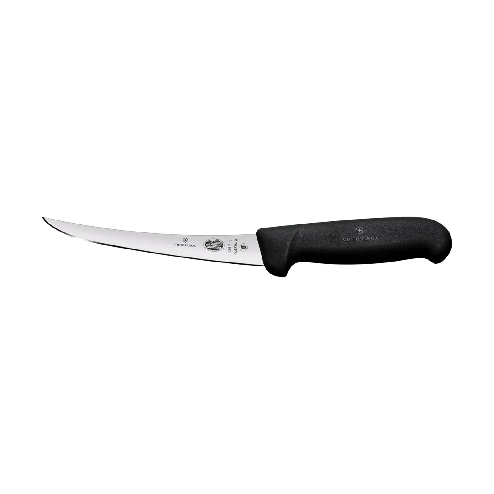 Victorinox 5.6613.15 - Boning Knife, 15cm Curved, Flexible Narrow Blade, Fibrox - Black