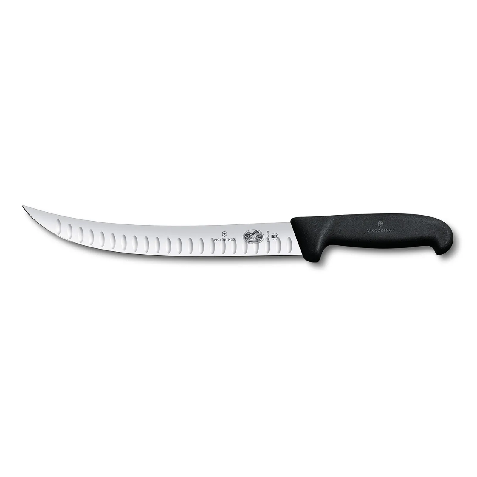 Victorinox 5.7223.25 - Slaughter Knife, 25cm, Curved Narrow Blade, Fibrox - Black
