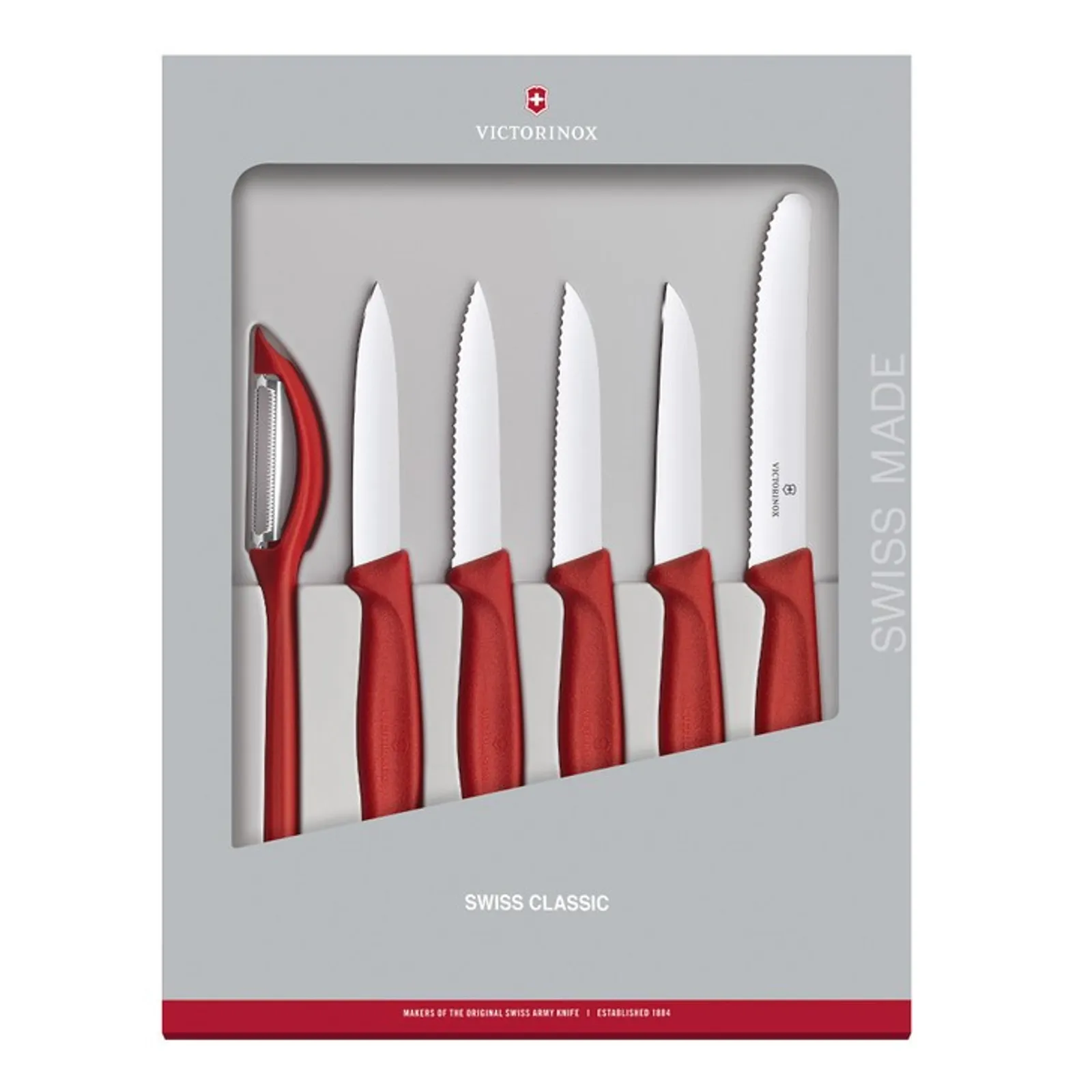 Victorinox 6.7111.6G - Swiss Classic Paring Knife Set, 6 pieces, Red