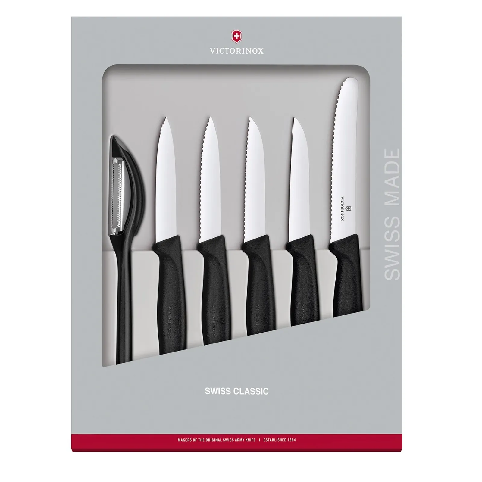 Victorinox 6.7113.6G - Swiss Classic Paring Knife Set, 6 pieces, Black