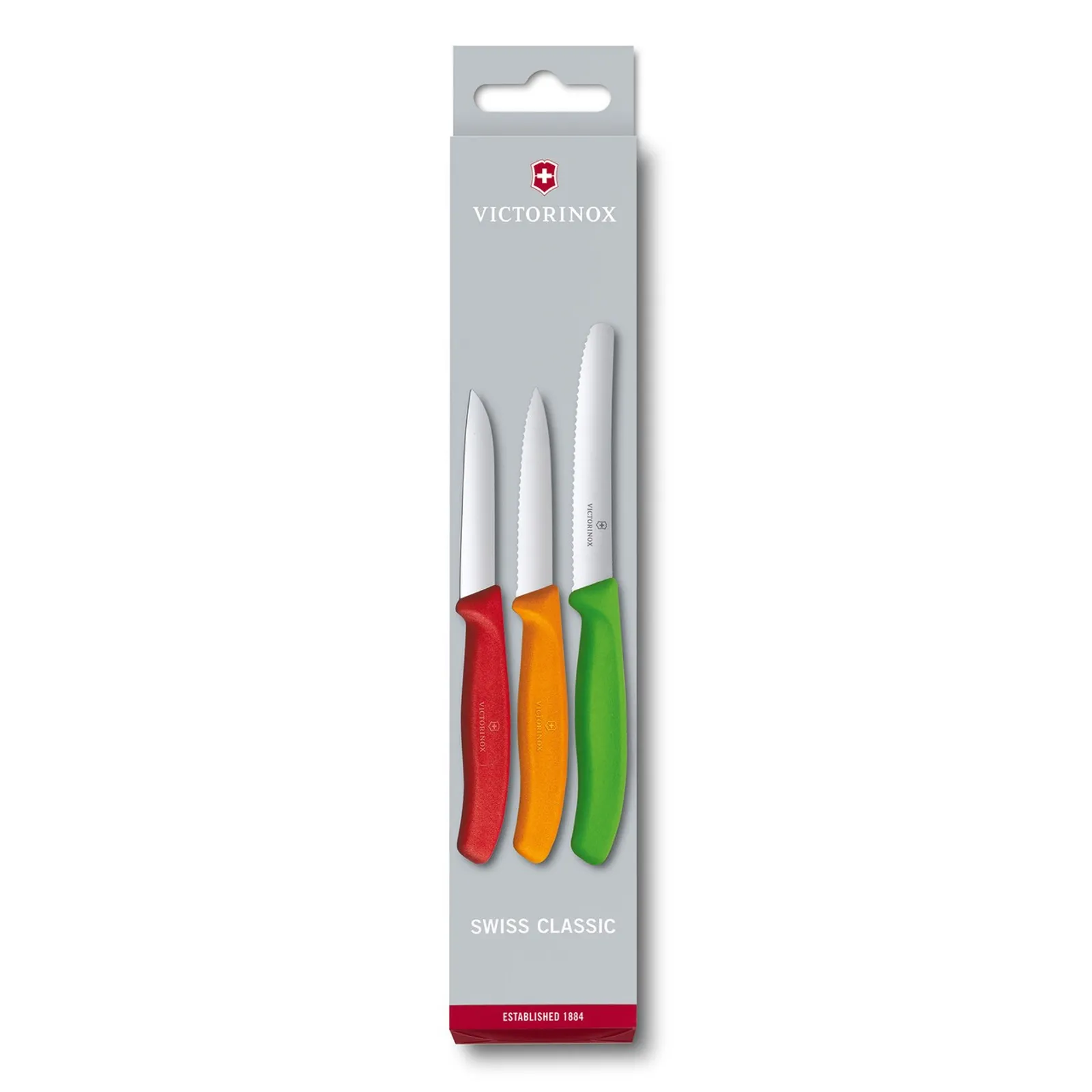 Victorinox 6.7116.32 - Swiss Classic, Paring Knife Set, 3 Pieces, Red/Orange/Green