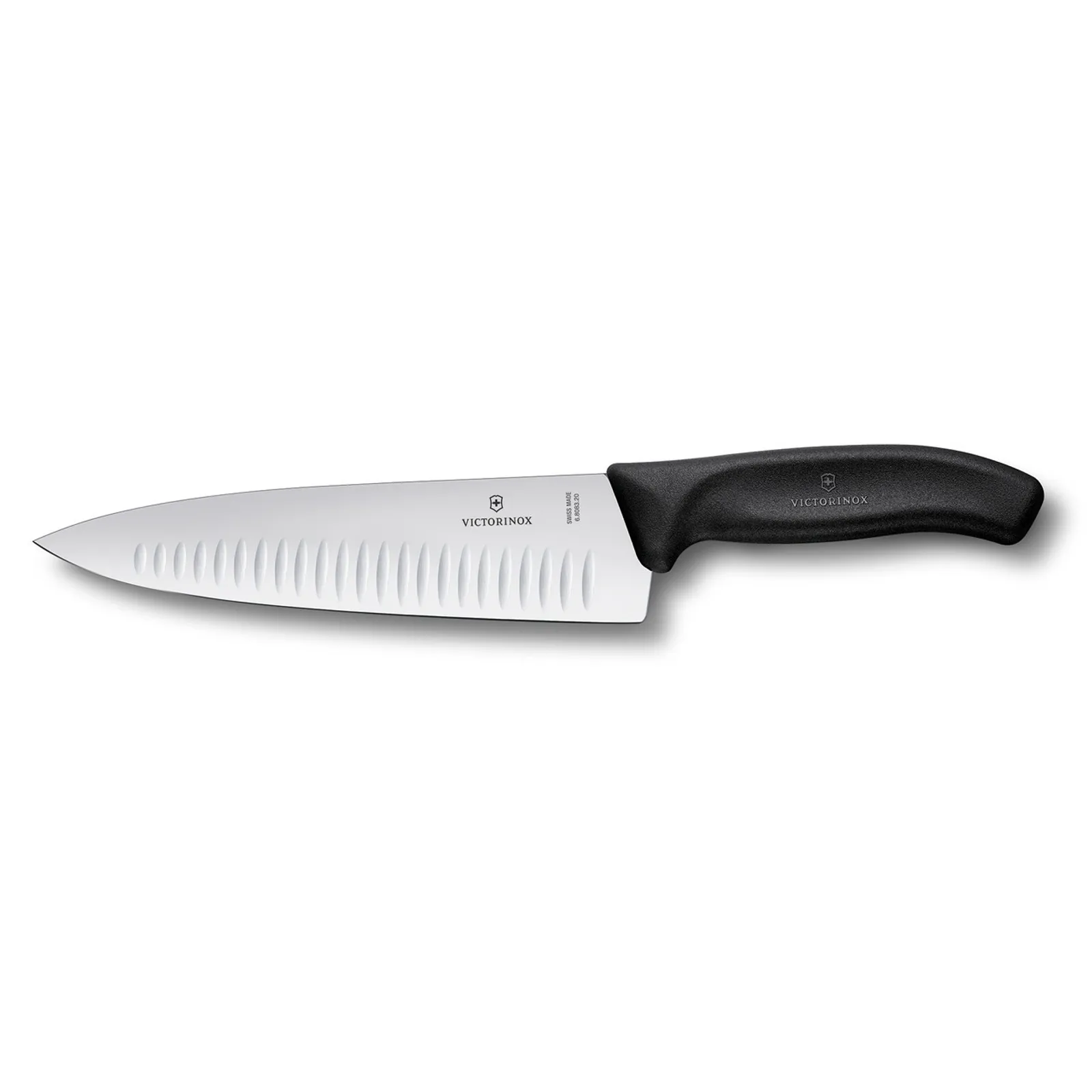 Victorinox 6.8083.20B - Cooks-Carving Knife, 20cm, Extra Wide fluted Blade, Black