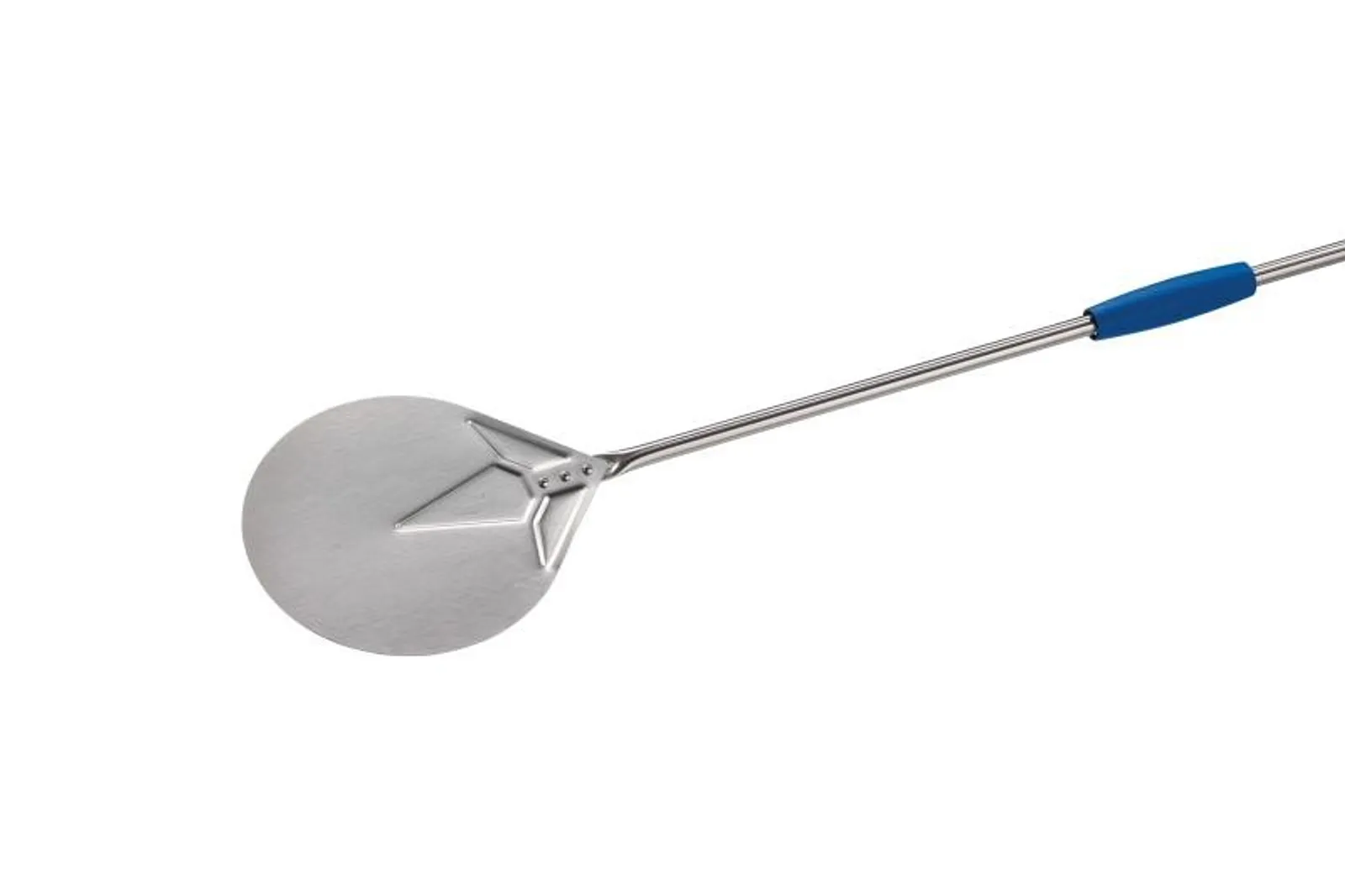 GI Metal I-23/180 - Azzurra 23cm Stainless Steel Round Pizza Peel - 180cm Handle