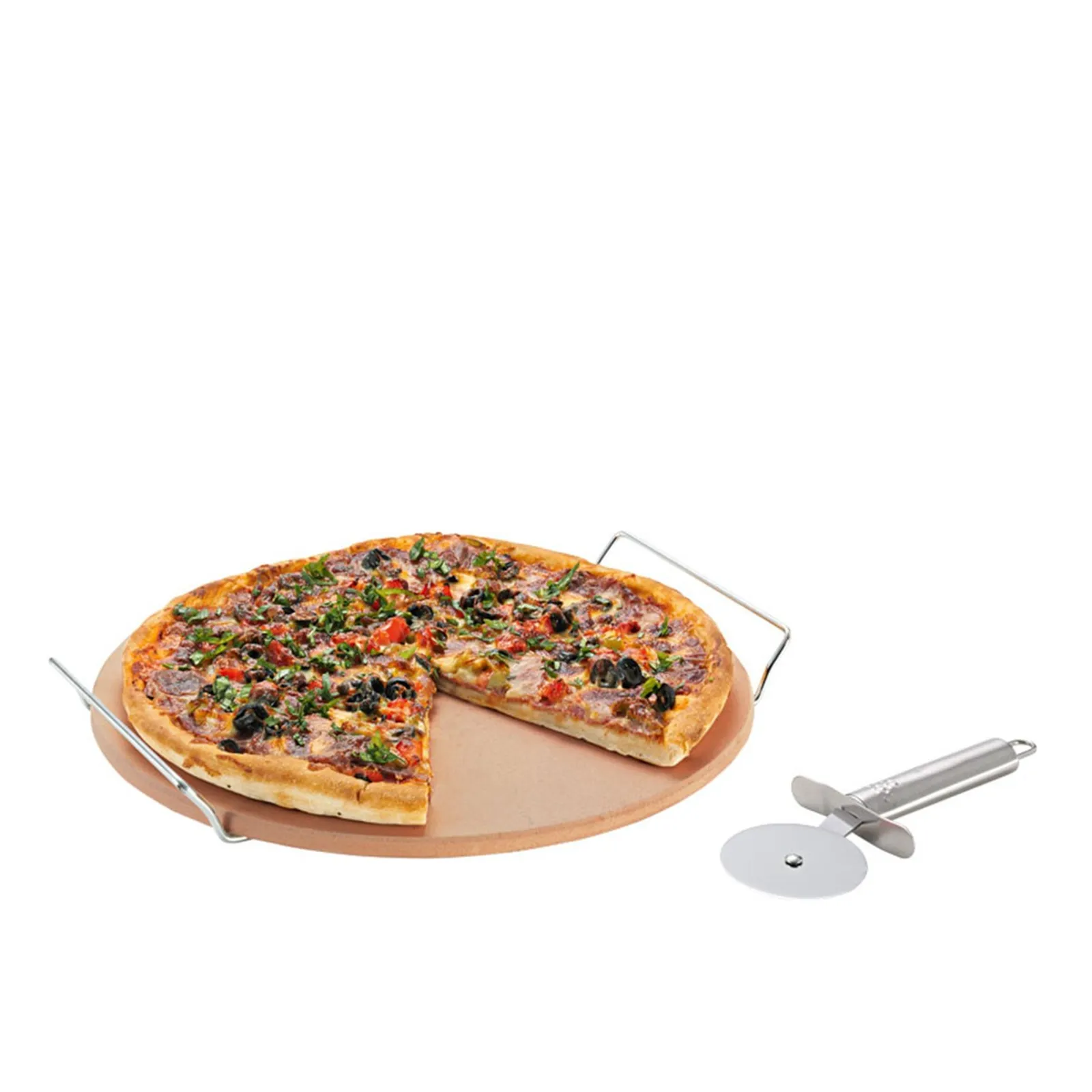 Avanti 12291 - Pizza Stone with Rack and Pizza Cutter - 33cm