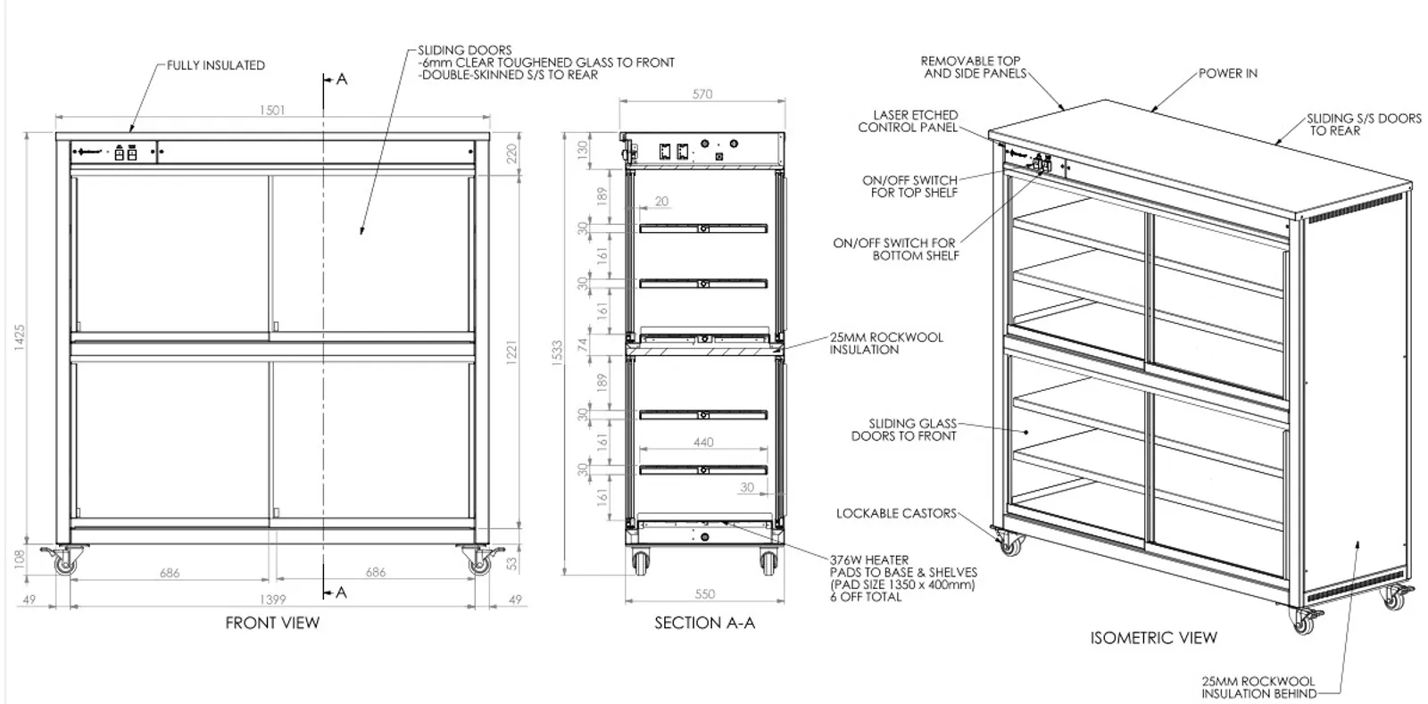 Culinaire CH.PHH.8.GS -  Pizza Hot Hold, 8 Shelf, Mobile
