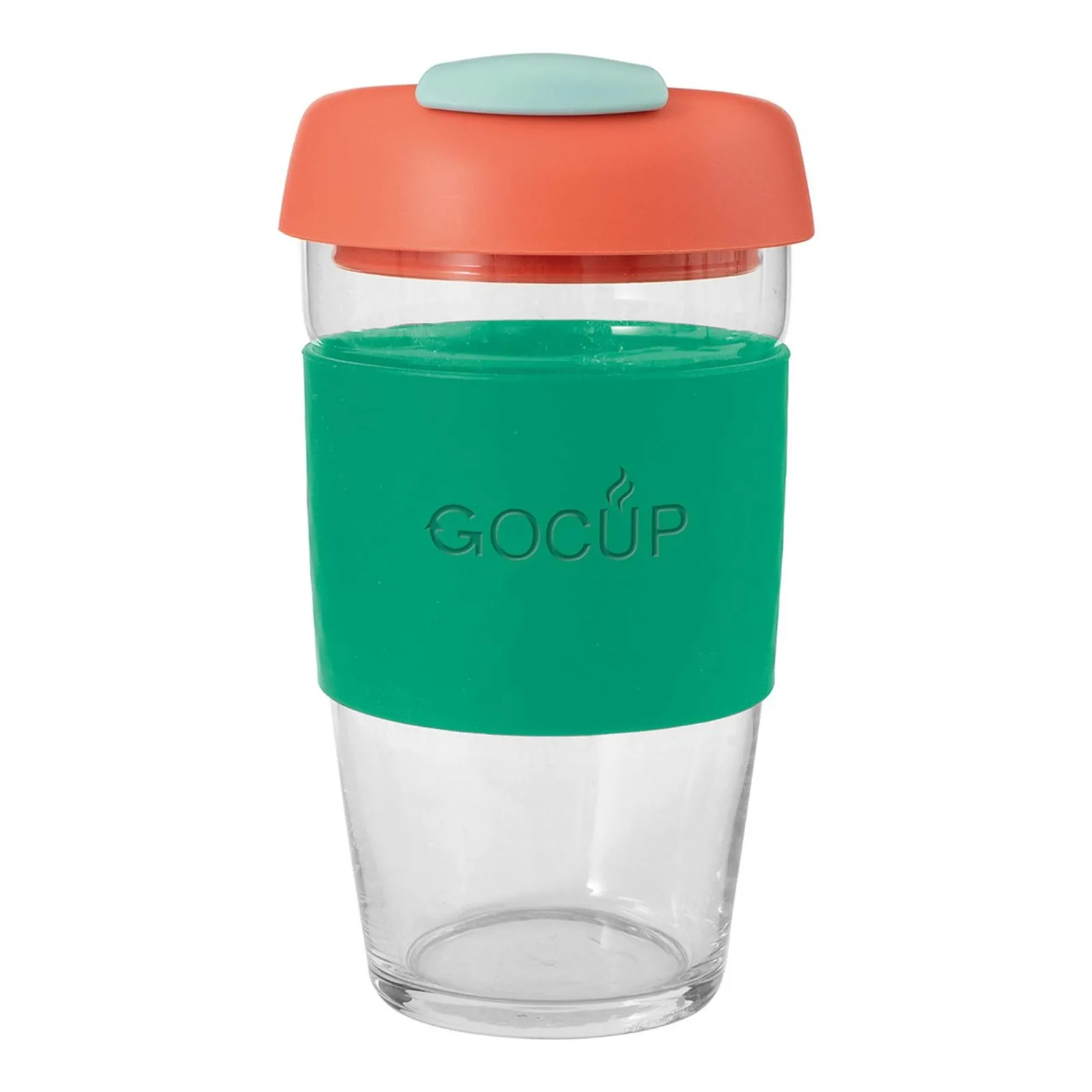 Avanti 13845 - Glass GoCup, 473ml/16oz - Green /Coral / Sea Foam