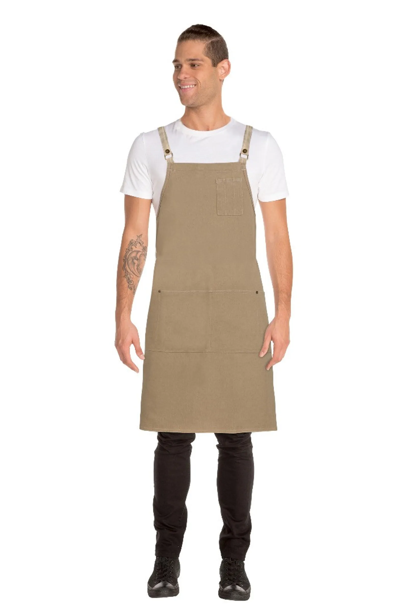 Chef Works ACRS056-NAT Austin Natural Denim Cross Back Apron