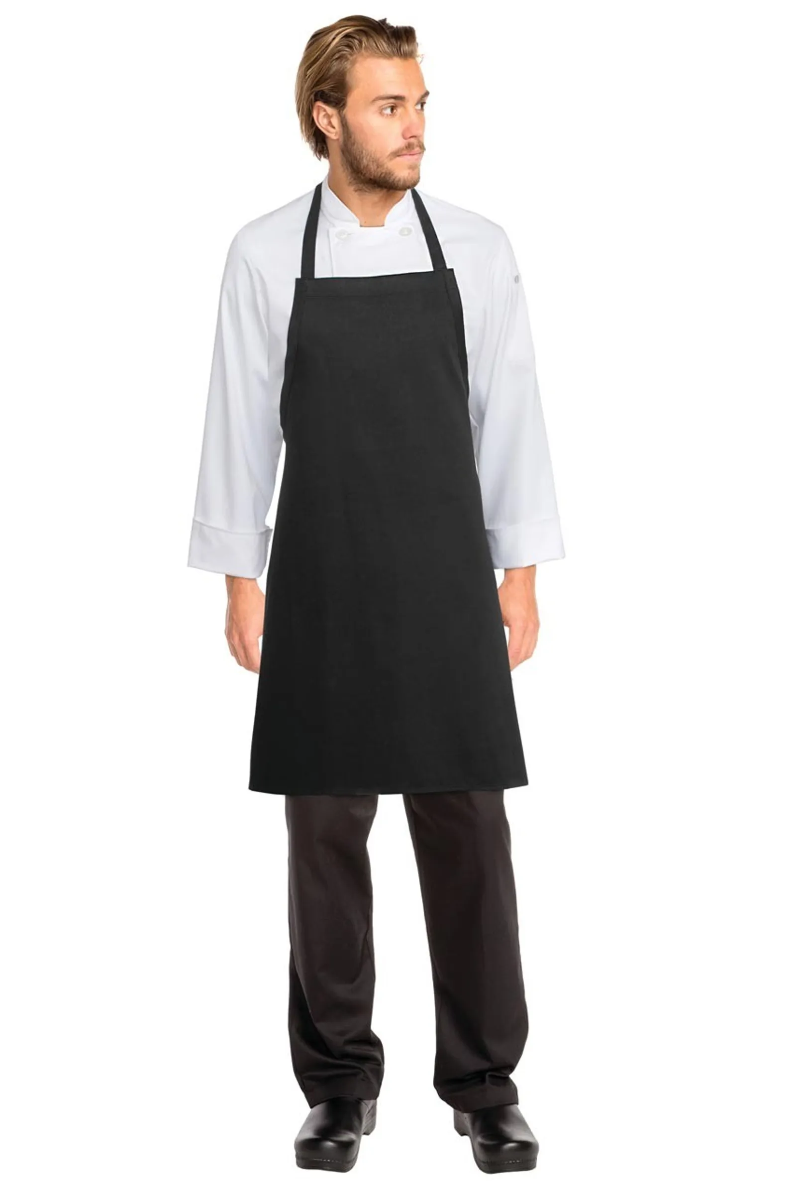 Chef Works APKBL Black Bib Apron No Pocket