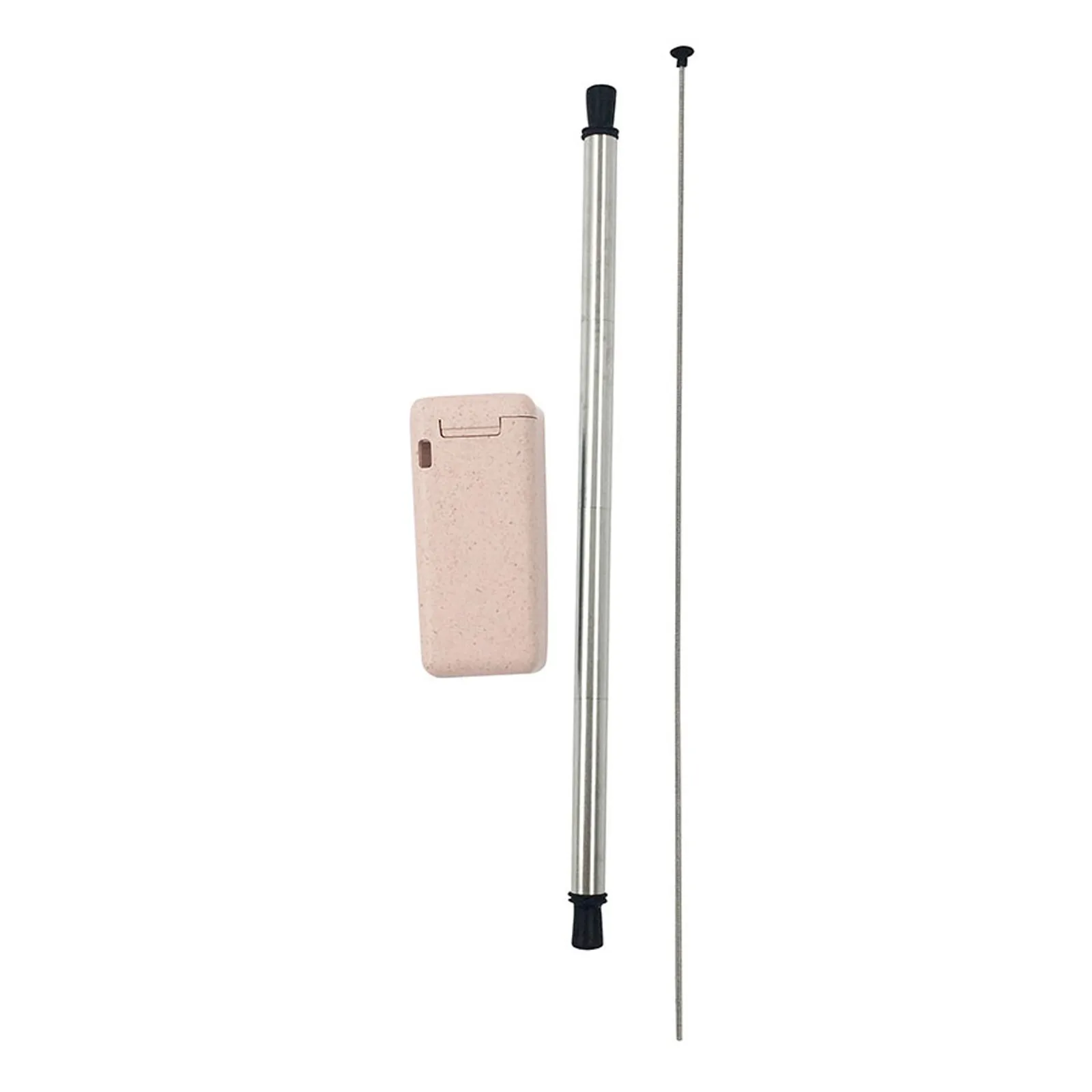 Avanti 14906 - Collapsible Stainless Steel Straw in Box with Cleaning Brush - Pink