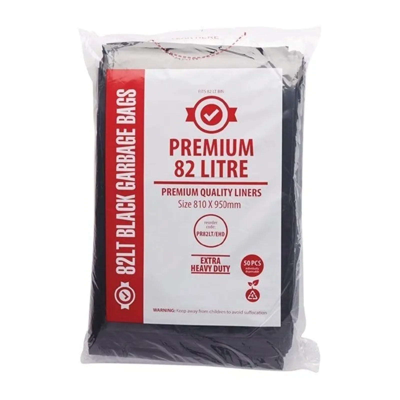 Jantex FL879 - Premium Extra Heavy Duty Garbage Bags Black 82Ltr (Pack of 50)