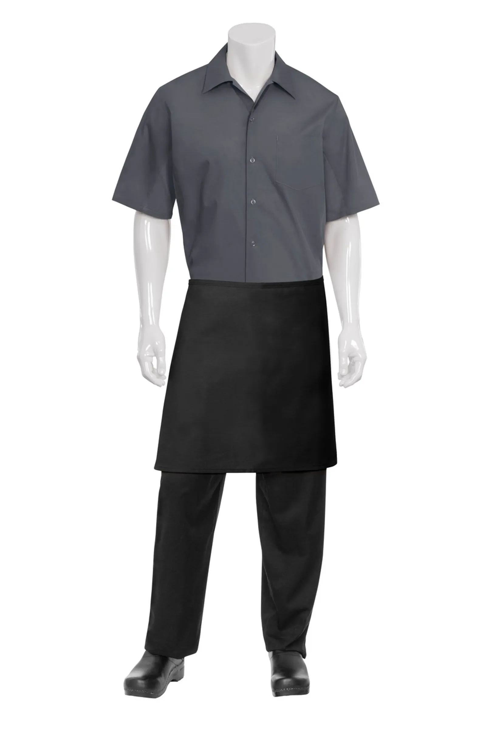 Chef Works F28NP-BLK Half Black Apron No Pocket