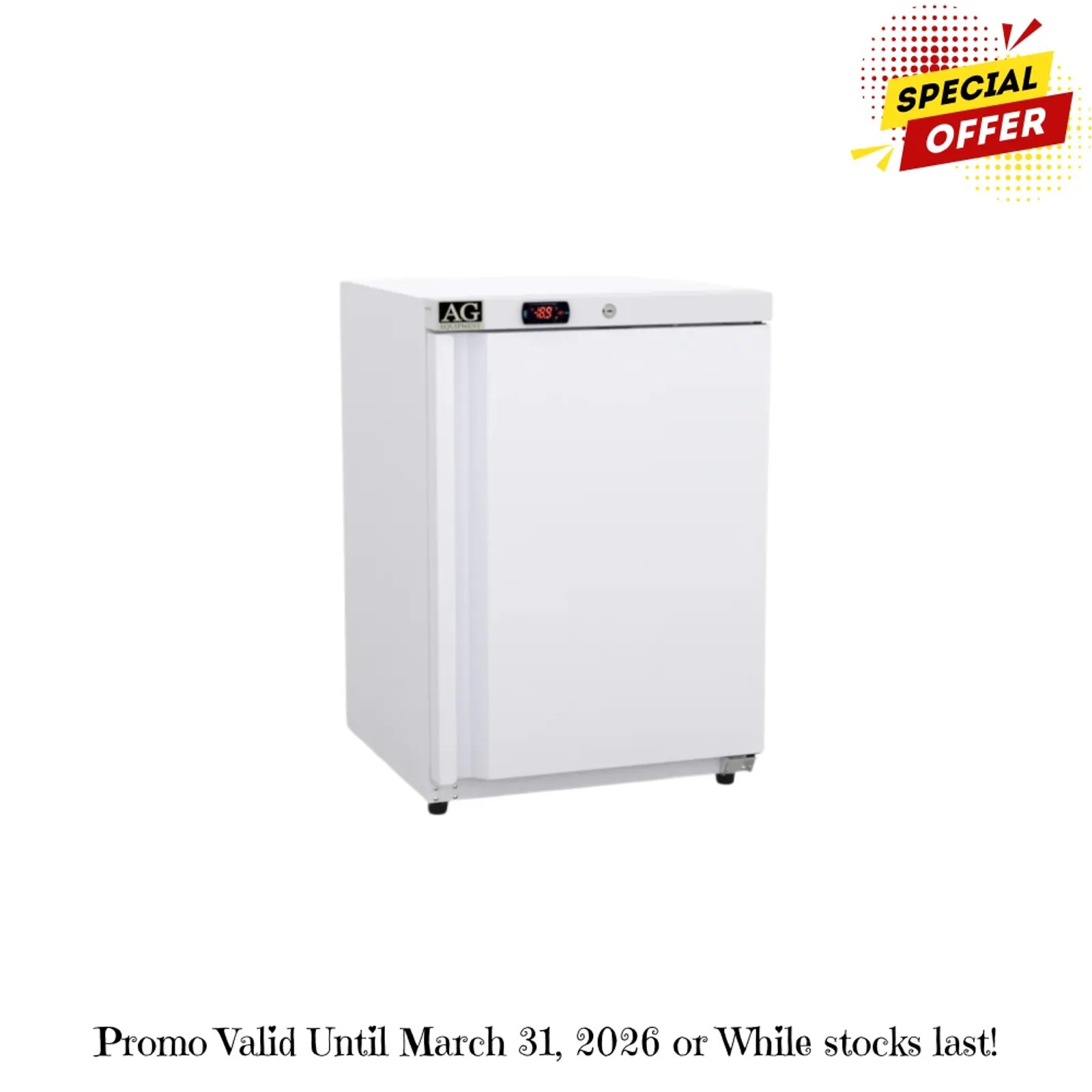 AG Equipment F200V - 200L Underbench Single Door Light-Duty Ventilated Freezer