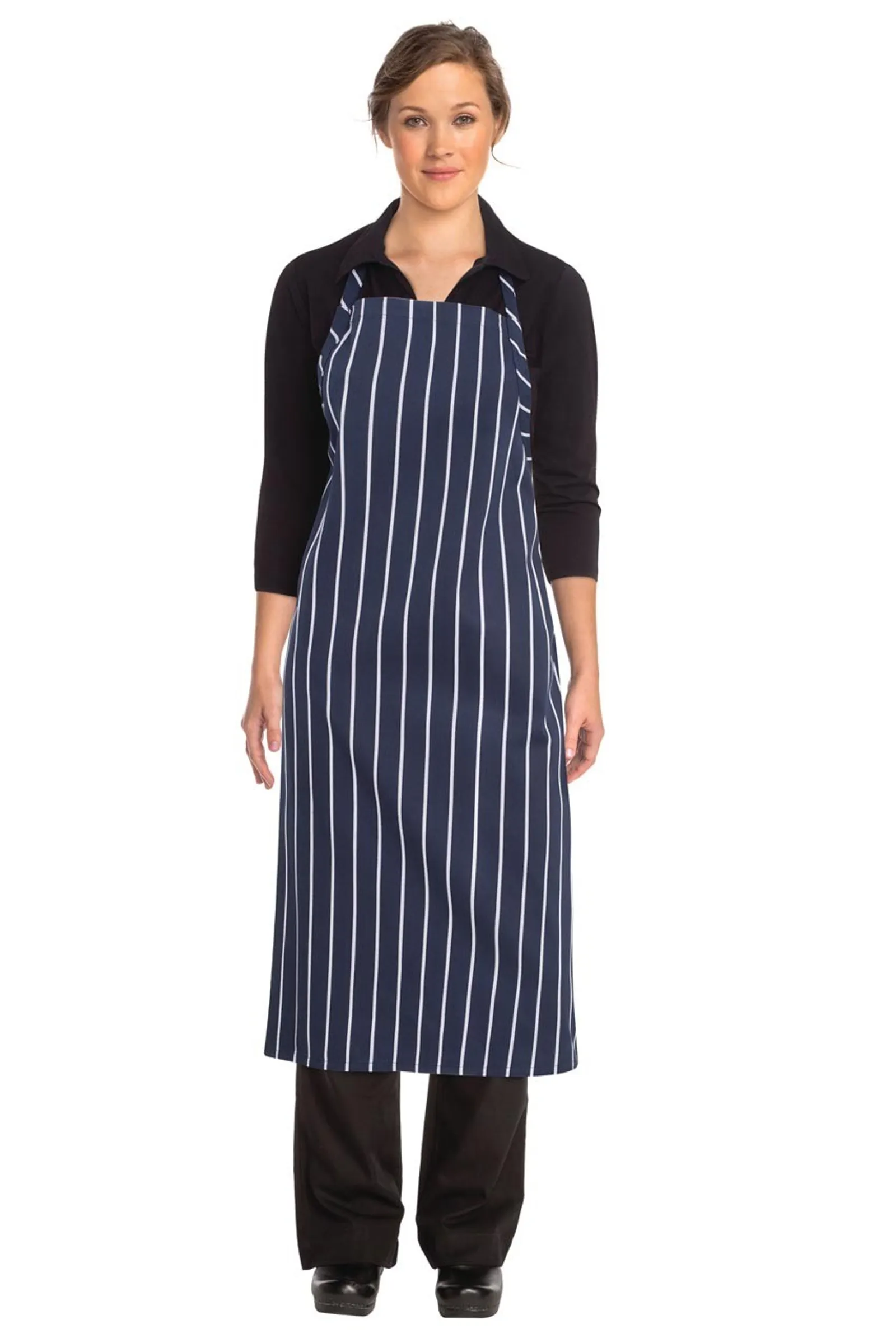 Chef Works A100-NCS Navy Chalkstripe Adjustable Chefs Apron