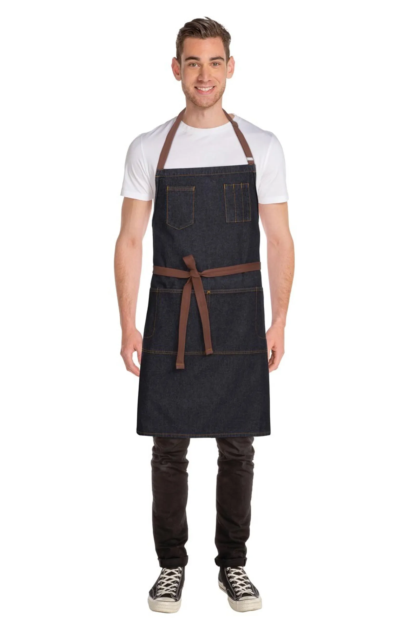 Chef Works AB035-BLK Memphis Black Bib Apron