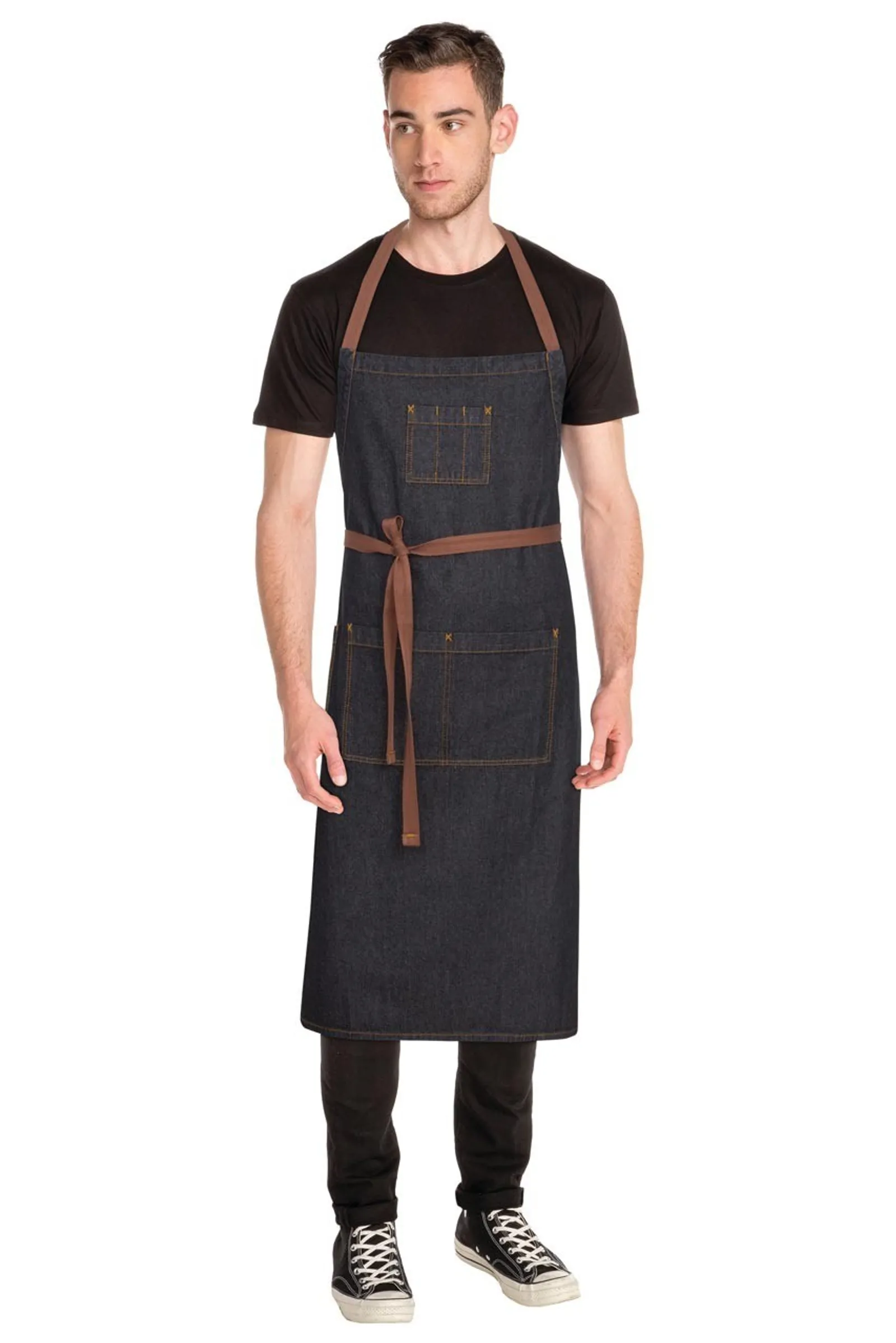Chef Works AB036-BLK Memphis Black Denim Bib Apron