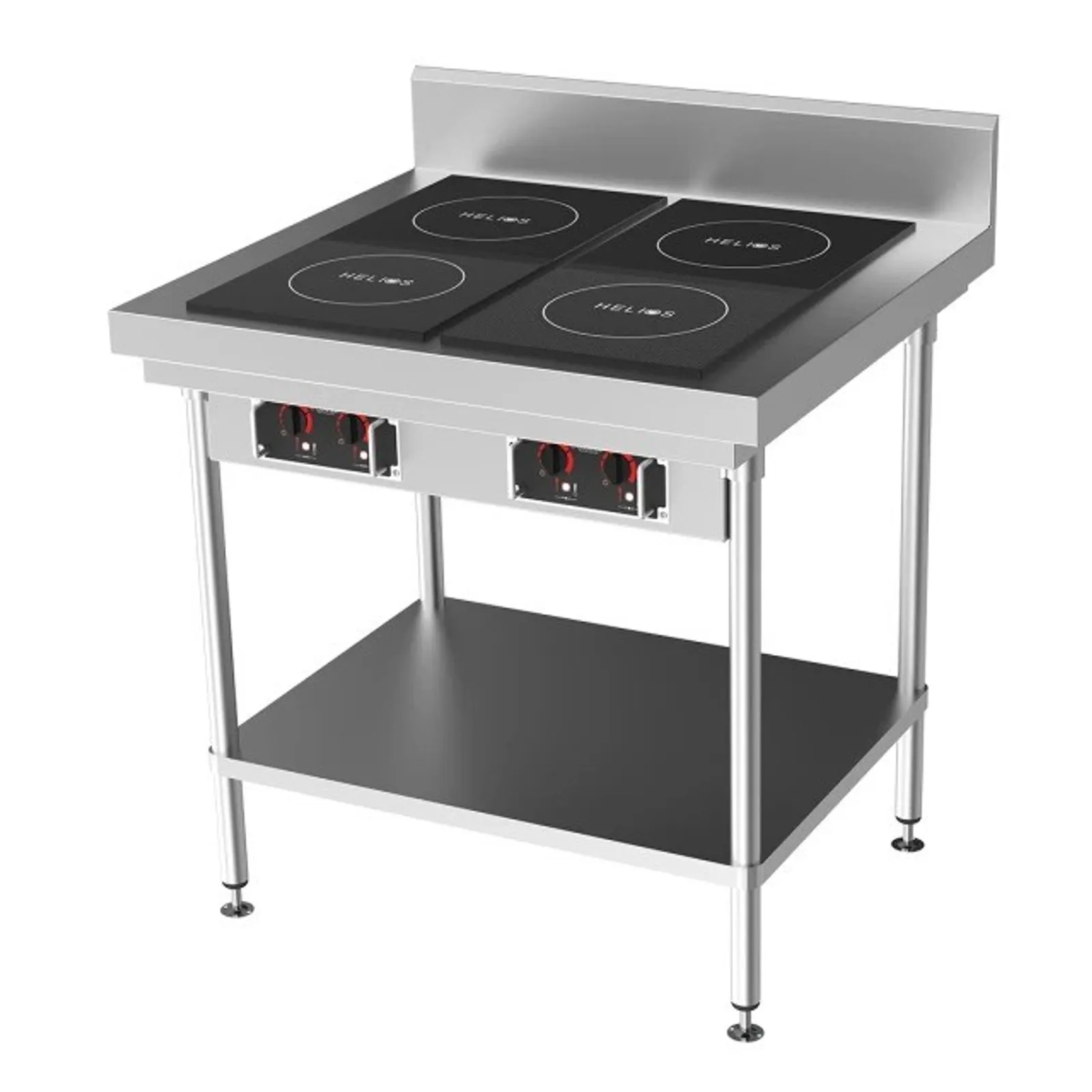 CookTek Helios 900mm Freestanding Bench with 2 x Drop-in Dual Hob Induction Cooktop 20A