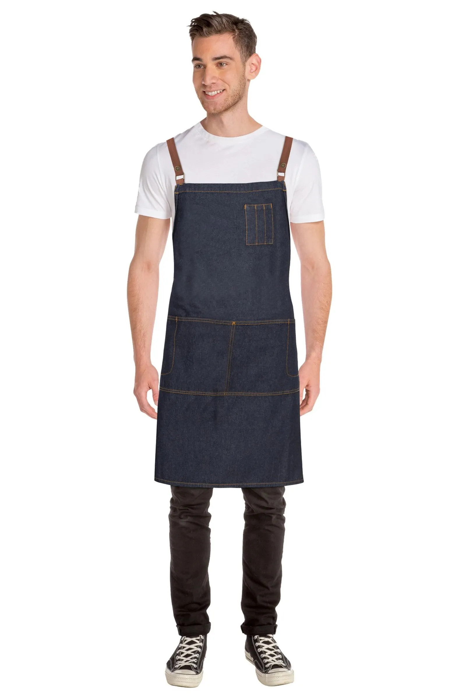 Chef Works ACRS035-IBL Memphis Blue Denim Cross Back Apron