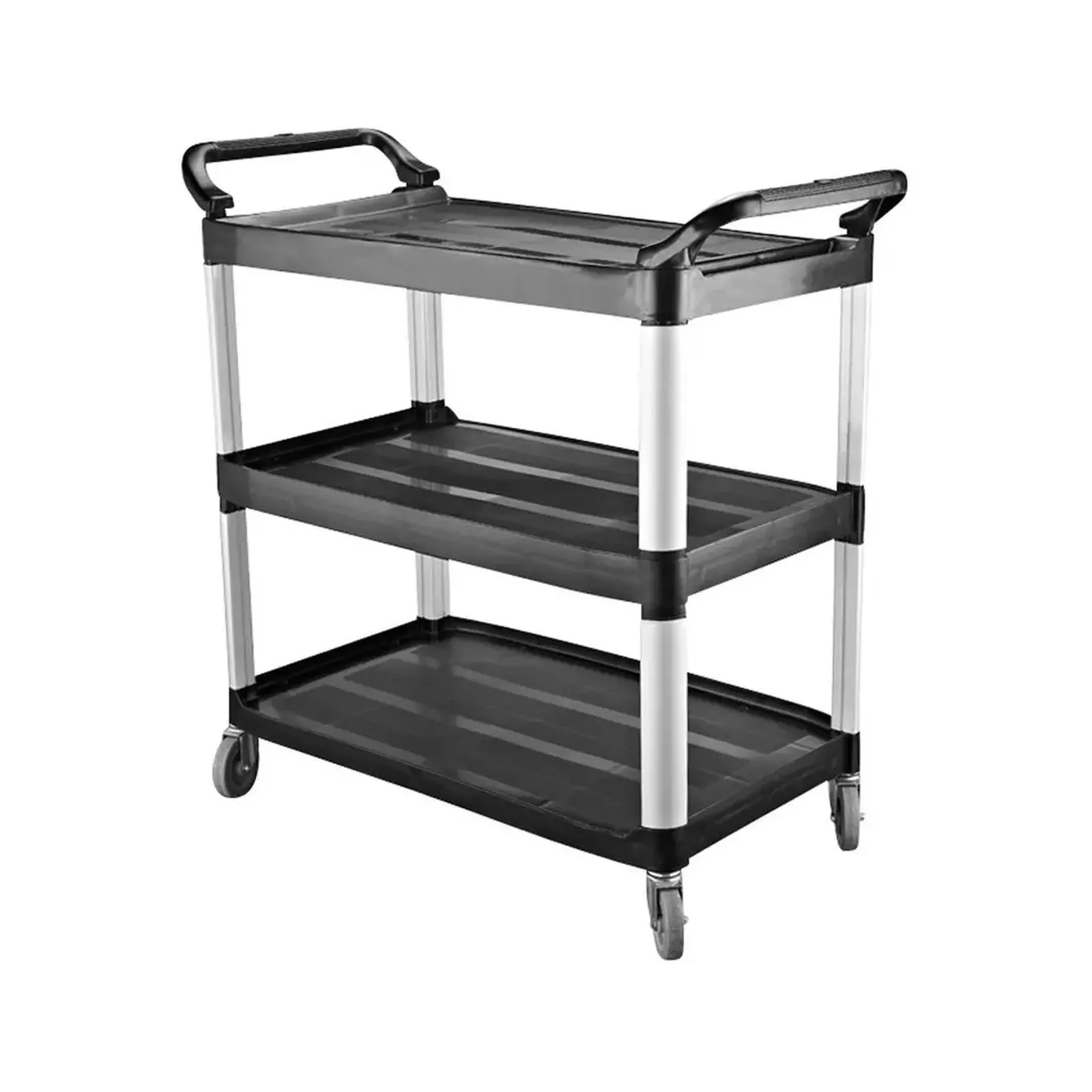 Caterrax TR-116 - Black Plastic Utility Trolley, 3 Shelf