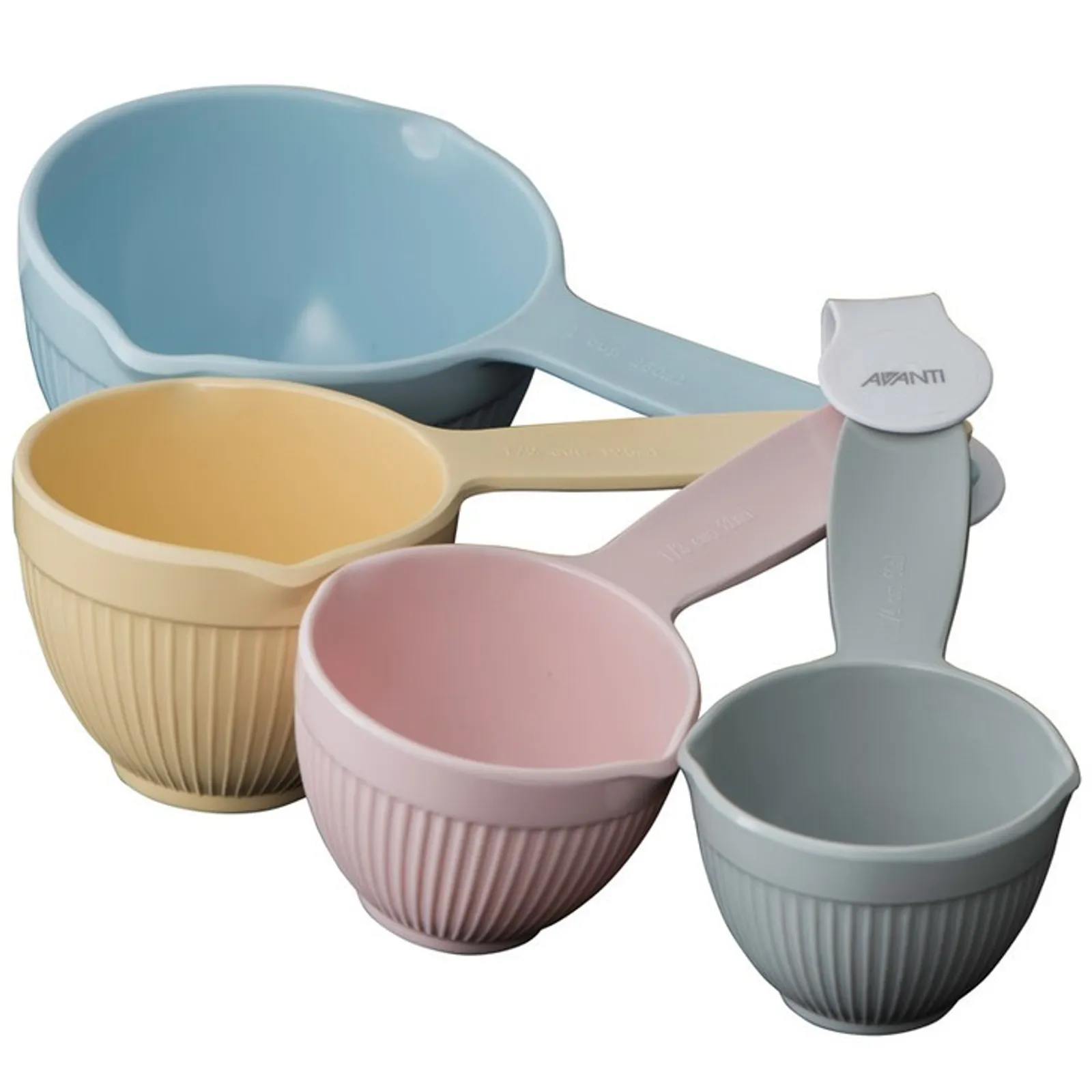 Avanti 16809 - Melamine Ribbed Measuring Cups Australian Standards, 4 Piece Set - Pastel
