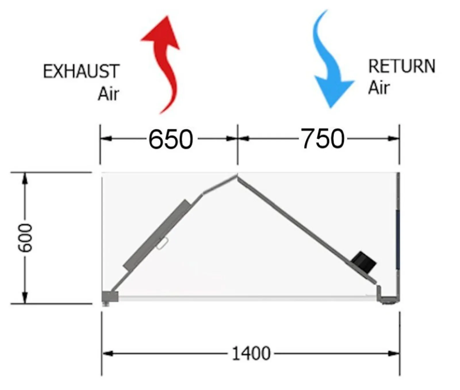 Xtractair XLV-4214 - Low Velocity Commercial Kitchen Exhaust Canopy (4200W x 1400D x 600H)