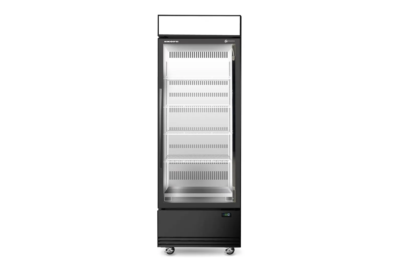 SKOPE BME600N-AC ActiveCore SlimLine - 1 Upright Glass Door Fridge, Lit Sign