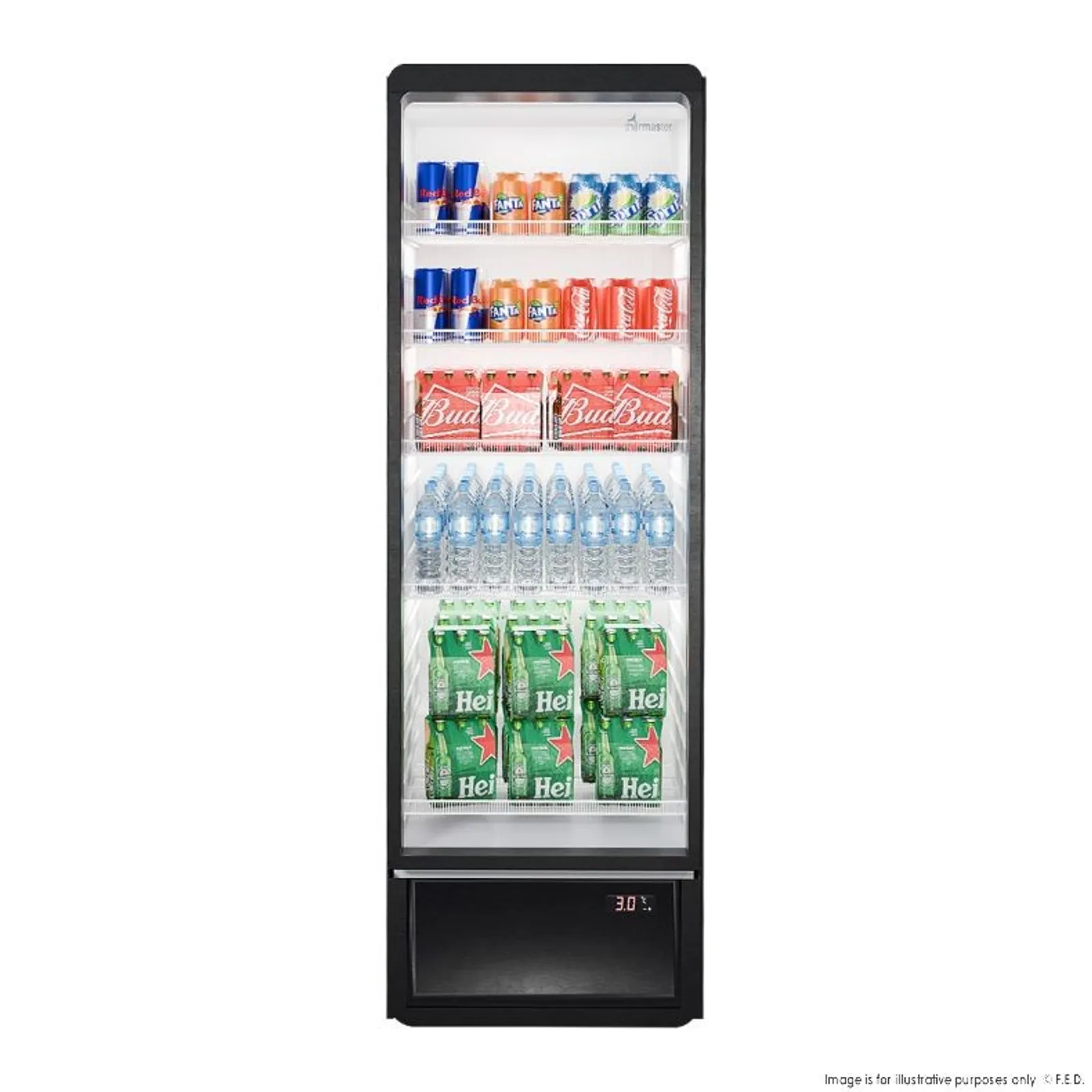 Thermaster SDC-258B - Upright Glass Door Beverage Fridge