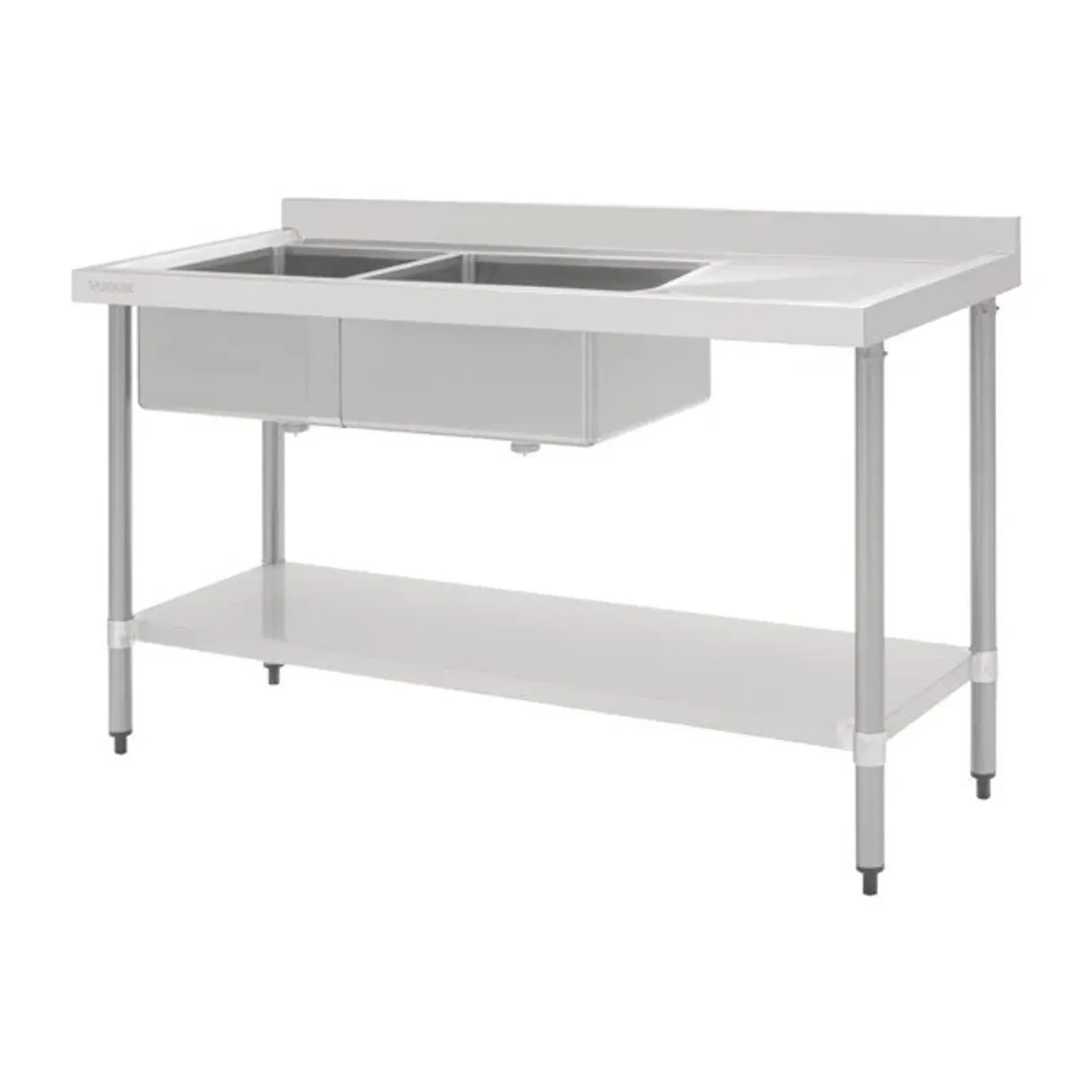 Vogue HC907 - Double Bowl Sink R/H Drainer - 1800mm 90mm Drain