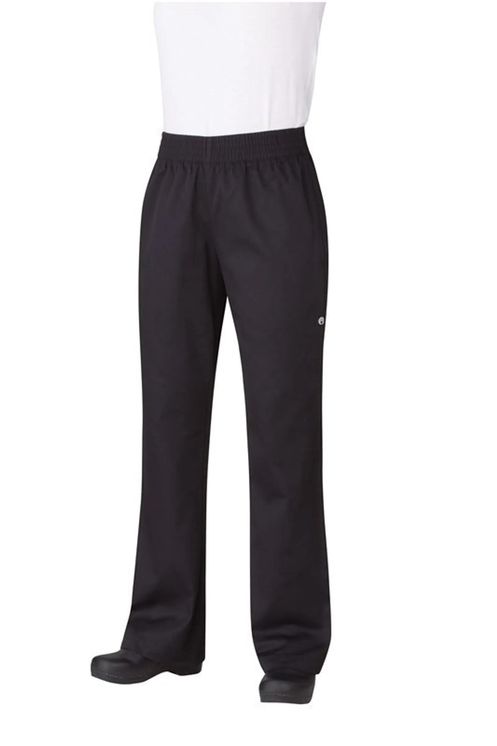 Chef Works PW005-BLK Women's Black Essential Baggy Chef Pants