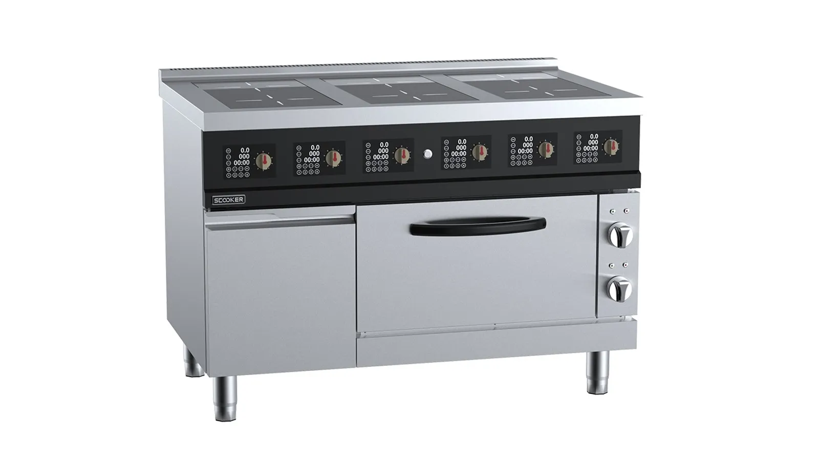 SCooker HLBZJ6N-C26 - Induction Full Length Glass Six Zone Boiling Top With Oven 26kw