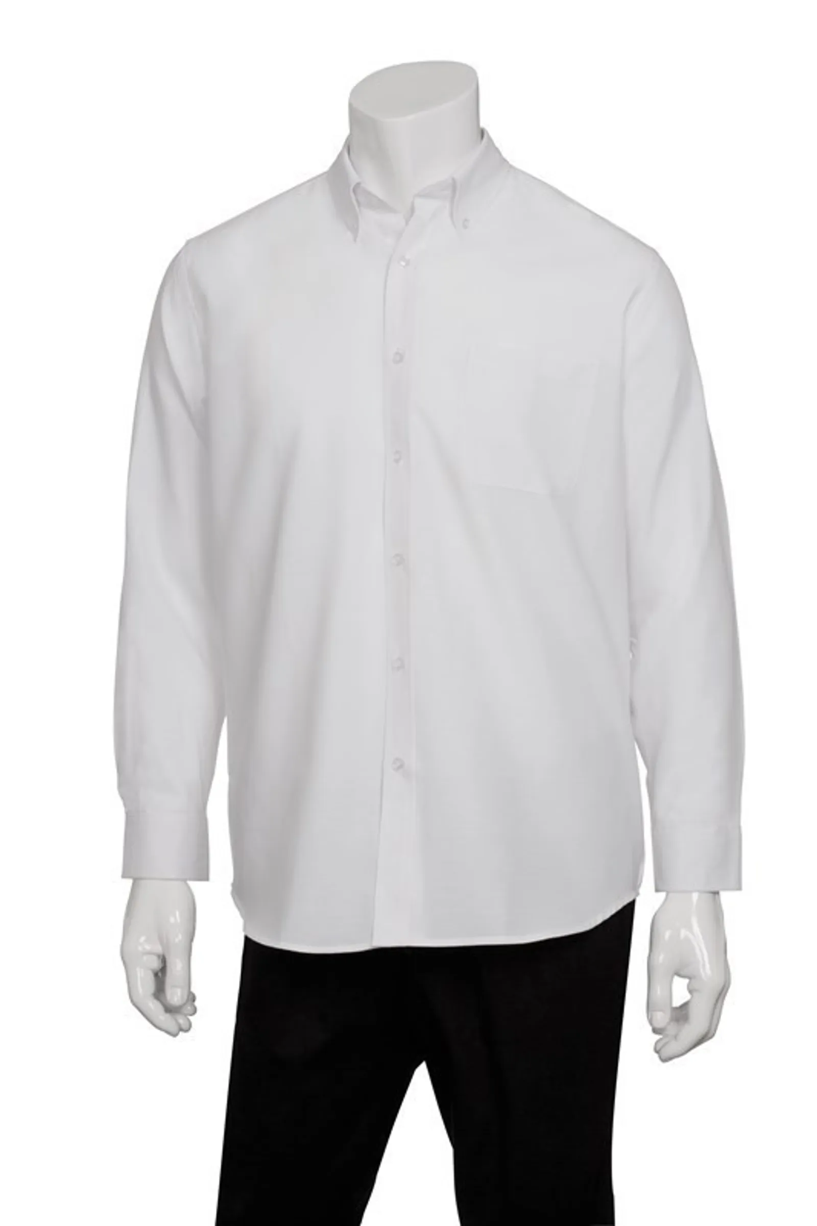 Chef Works D500-WHT Men's White Oxford Dress Shirt
