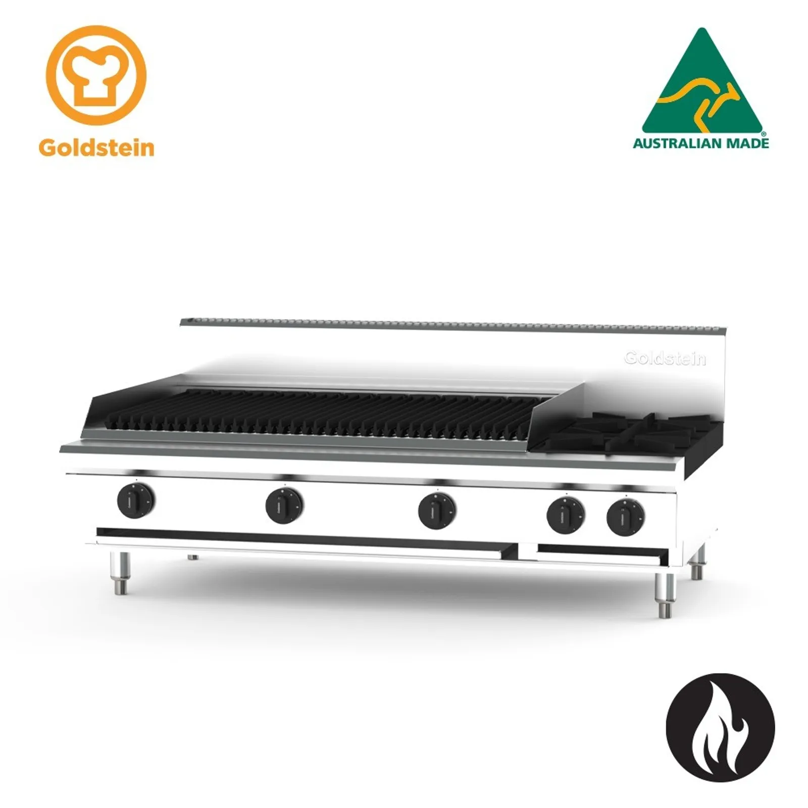 Goldstein PFB36Q2-X - 2 Burner and 914mm CharGrill Gas Cooktop