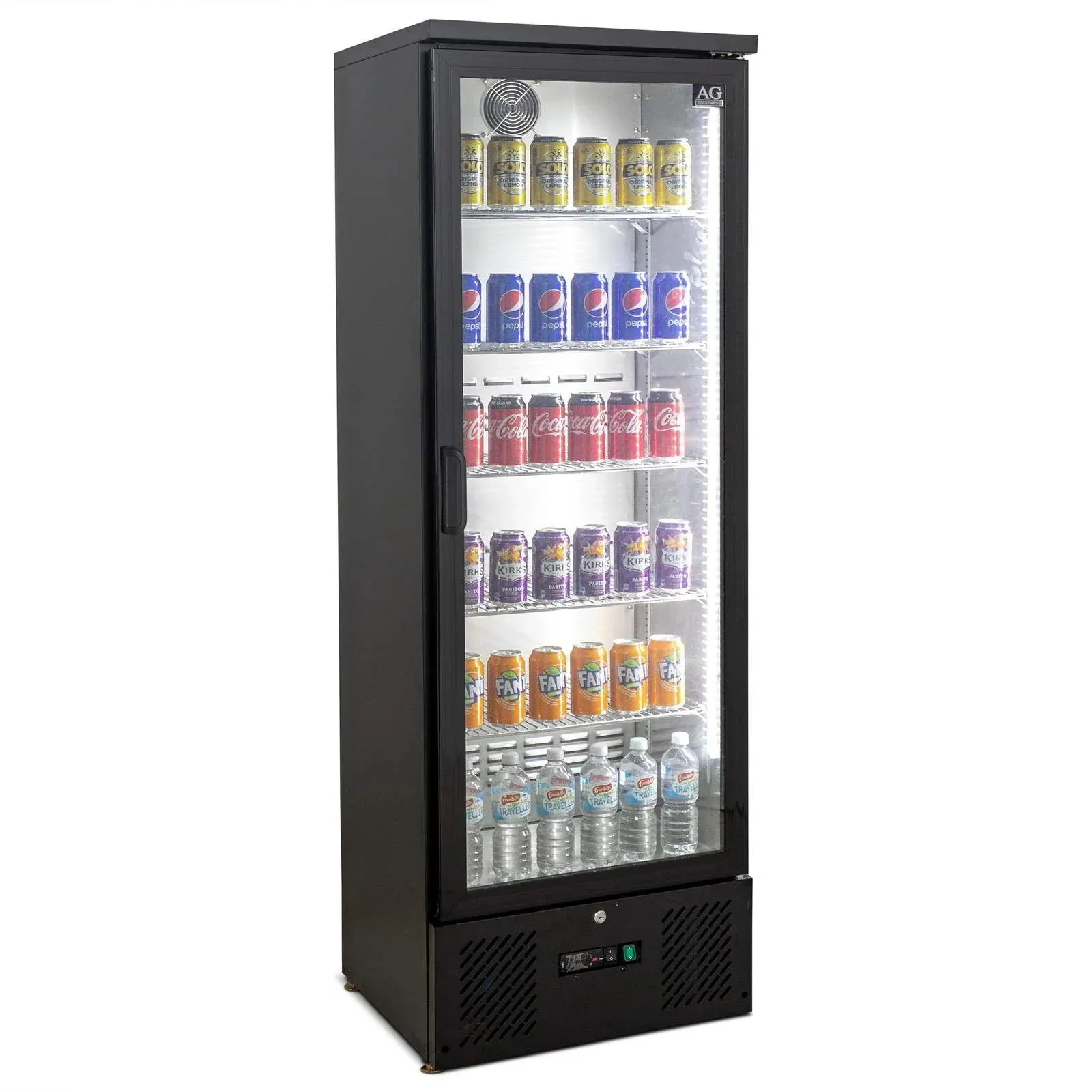 AG Equipment B300G - 300L Upright Glass Door Display / Backbar Fridge - Black