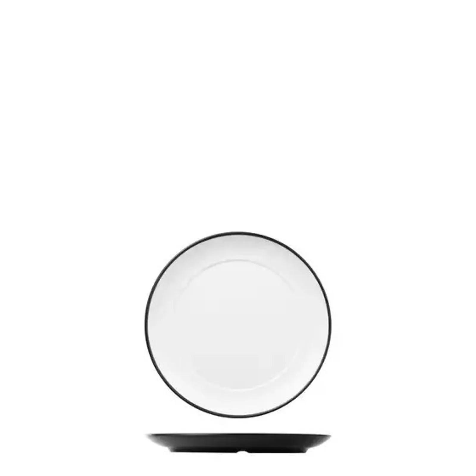 Cou Cou 828221-W - Dual Colour White & Black Round Wide Rim Plate 210mm