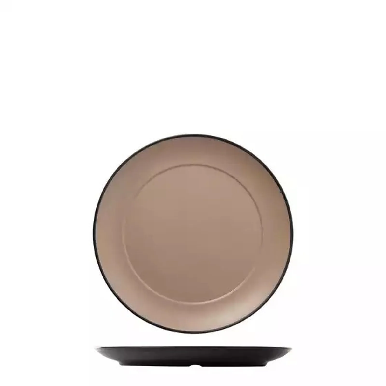 Cou Cou 828222-BE- Dual Colour Beige & Black Round Wide Rim Plate 260mm