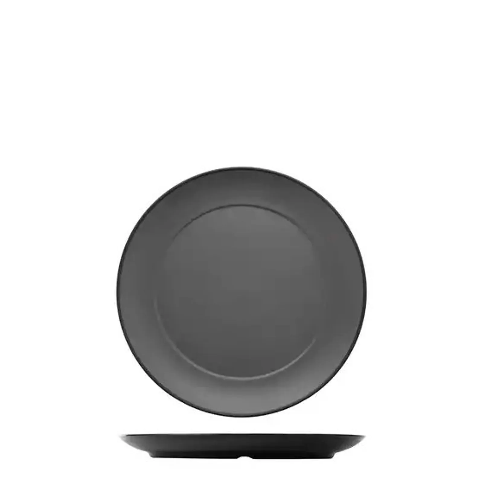 Cou Cou 828222-G - Dual Colour Grey & Black Round Wide Rim Plate 260mm