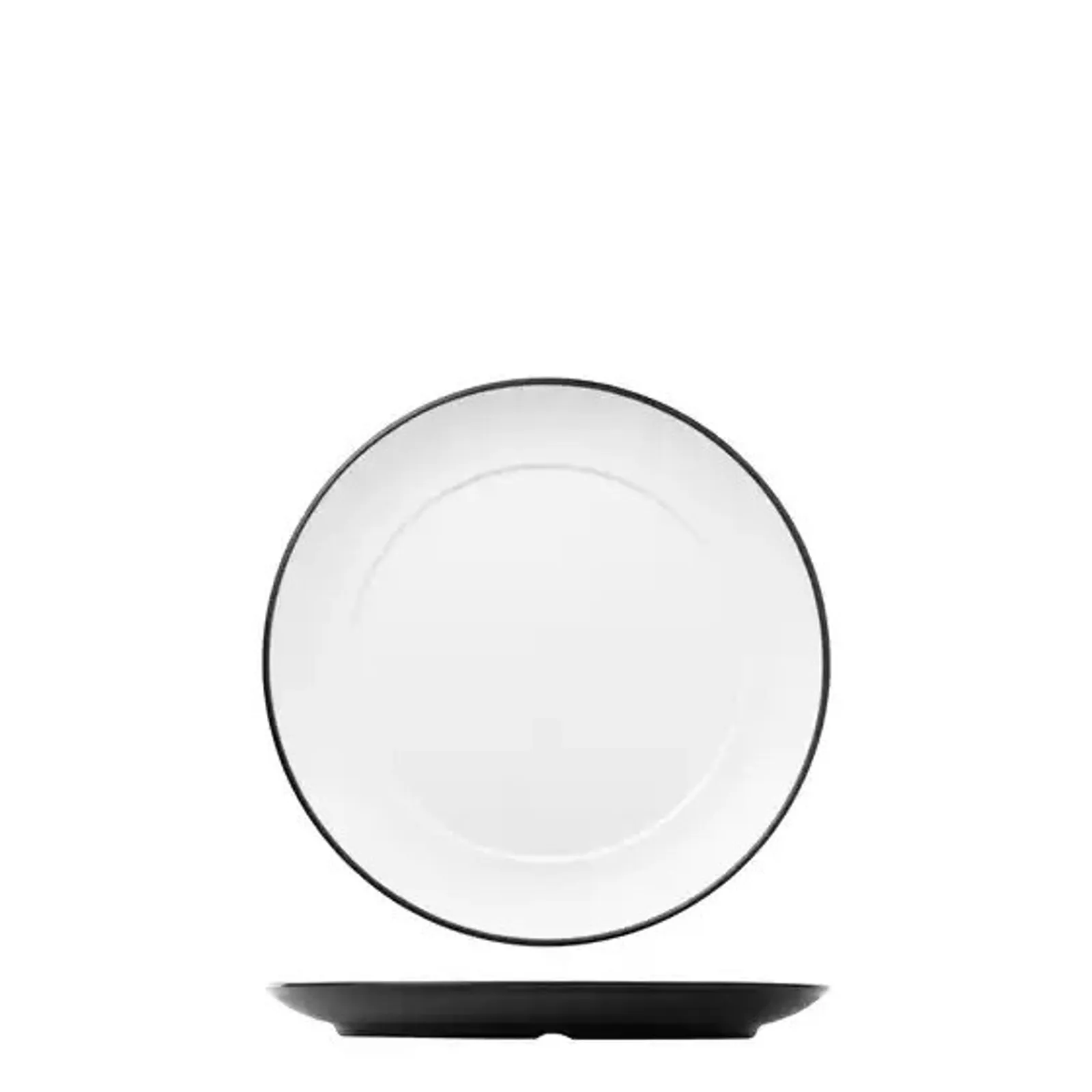 Cou Cou 828222-W - Dual Colour White & Black Round Wide Rim Plate  260mm