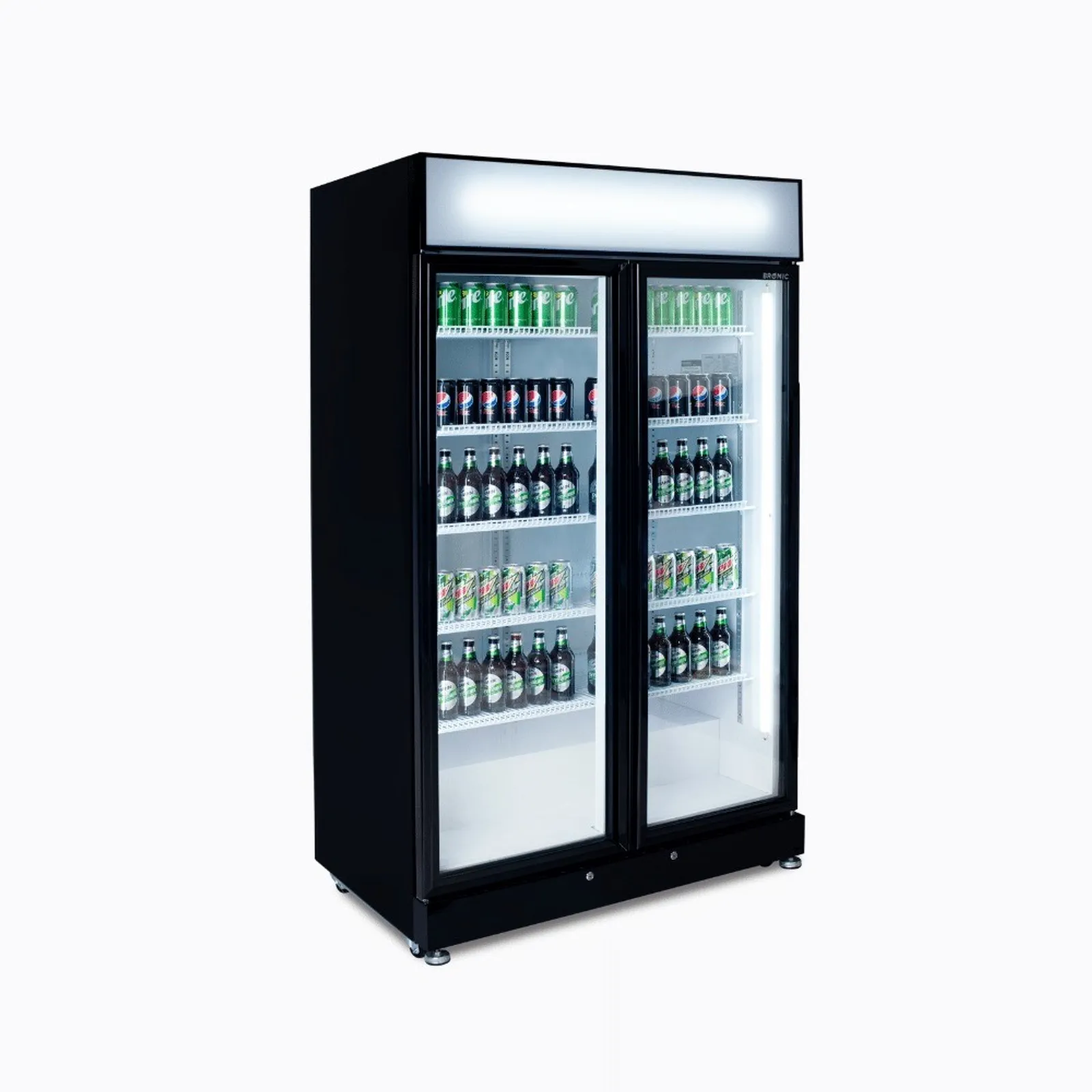 Bromic GM0900LBECO-NR - Upright Display Fridge – 885L – 2 Doors – Flat Glass – Black