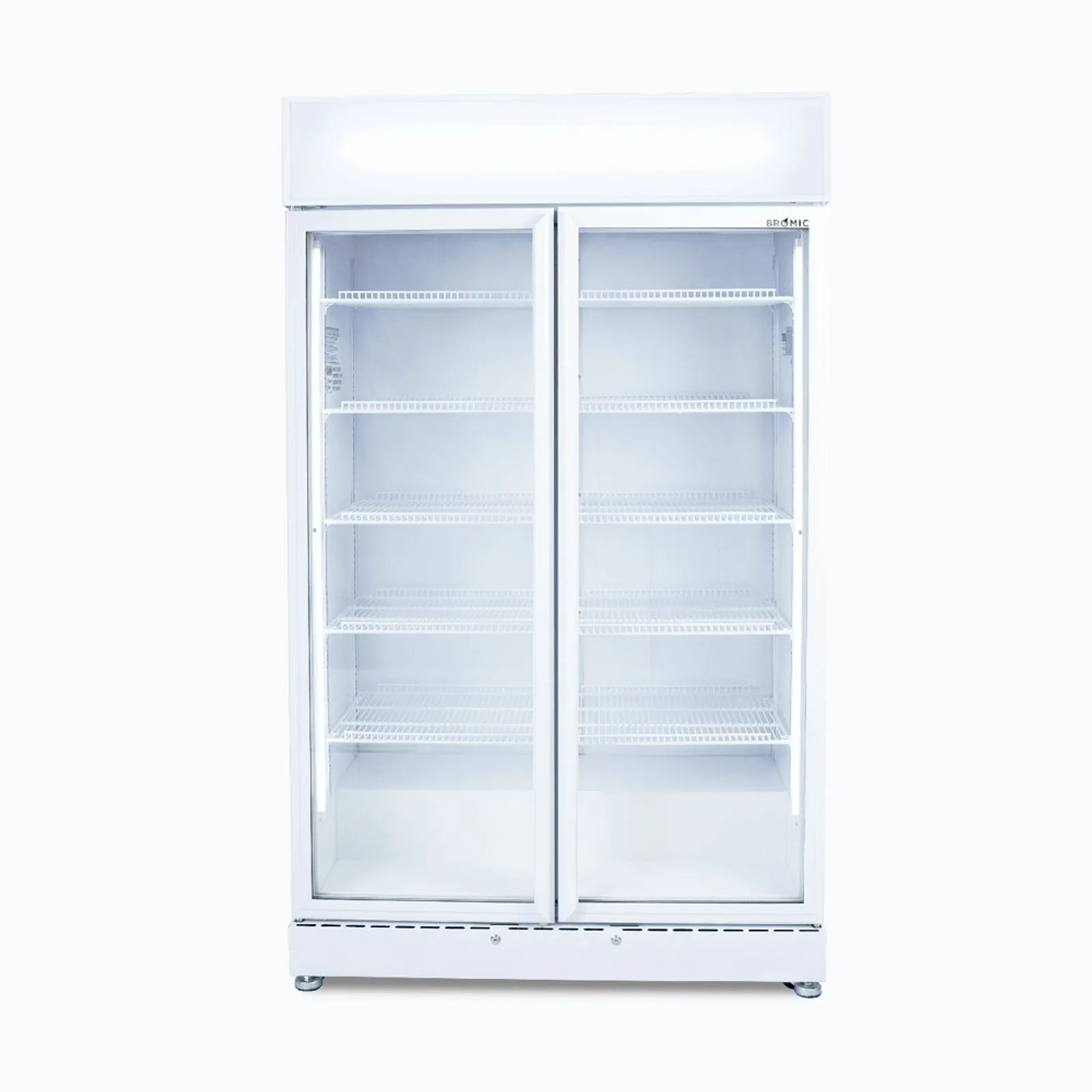 Bromic GM0900LWECO-NR - Upright Display Fridge – 885L – 2 Doors – Flat Glass – White
