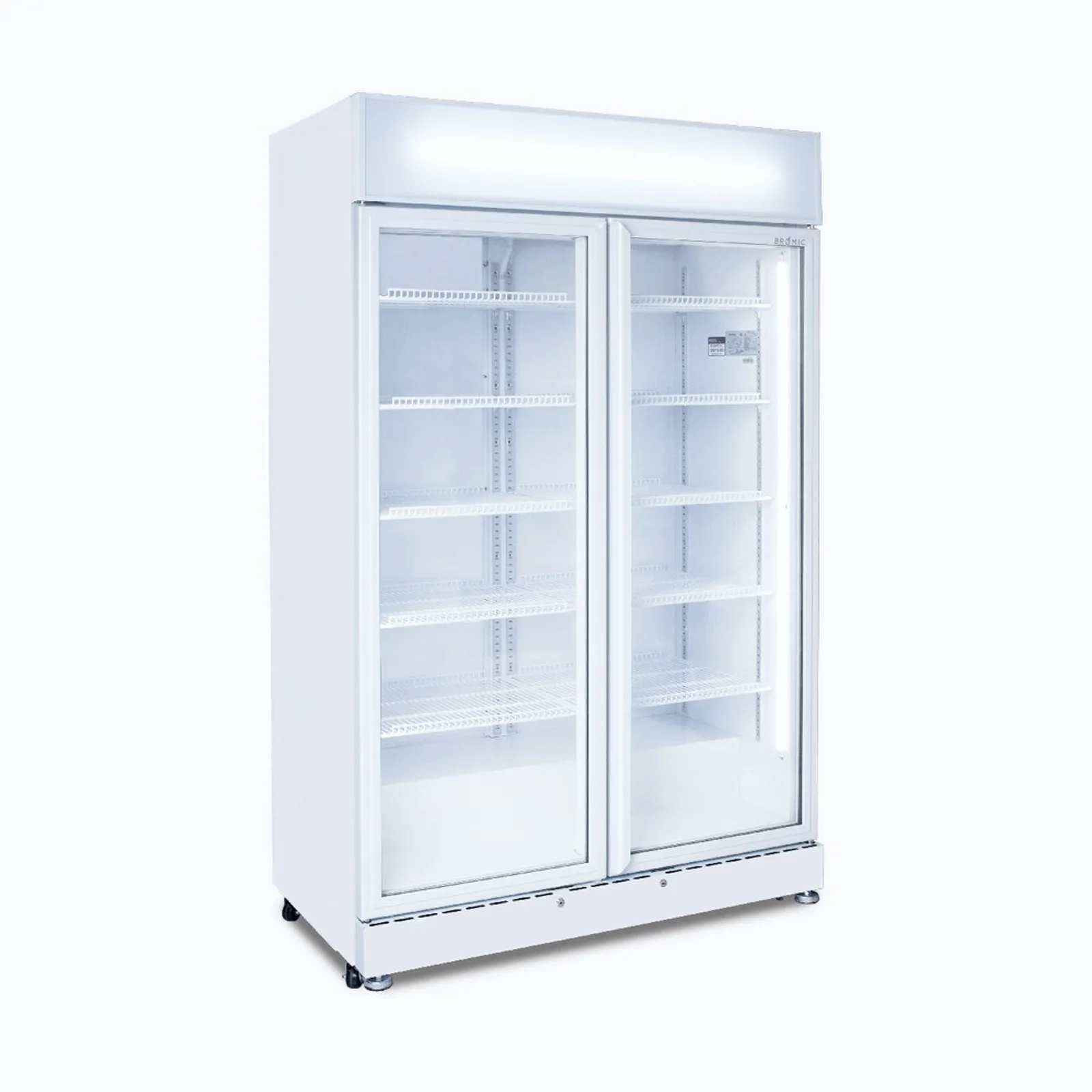 Bromic GM0900LWECO-NR - Upright Display Fridge – 885L – 2 Doors – Flat Glass – White